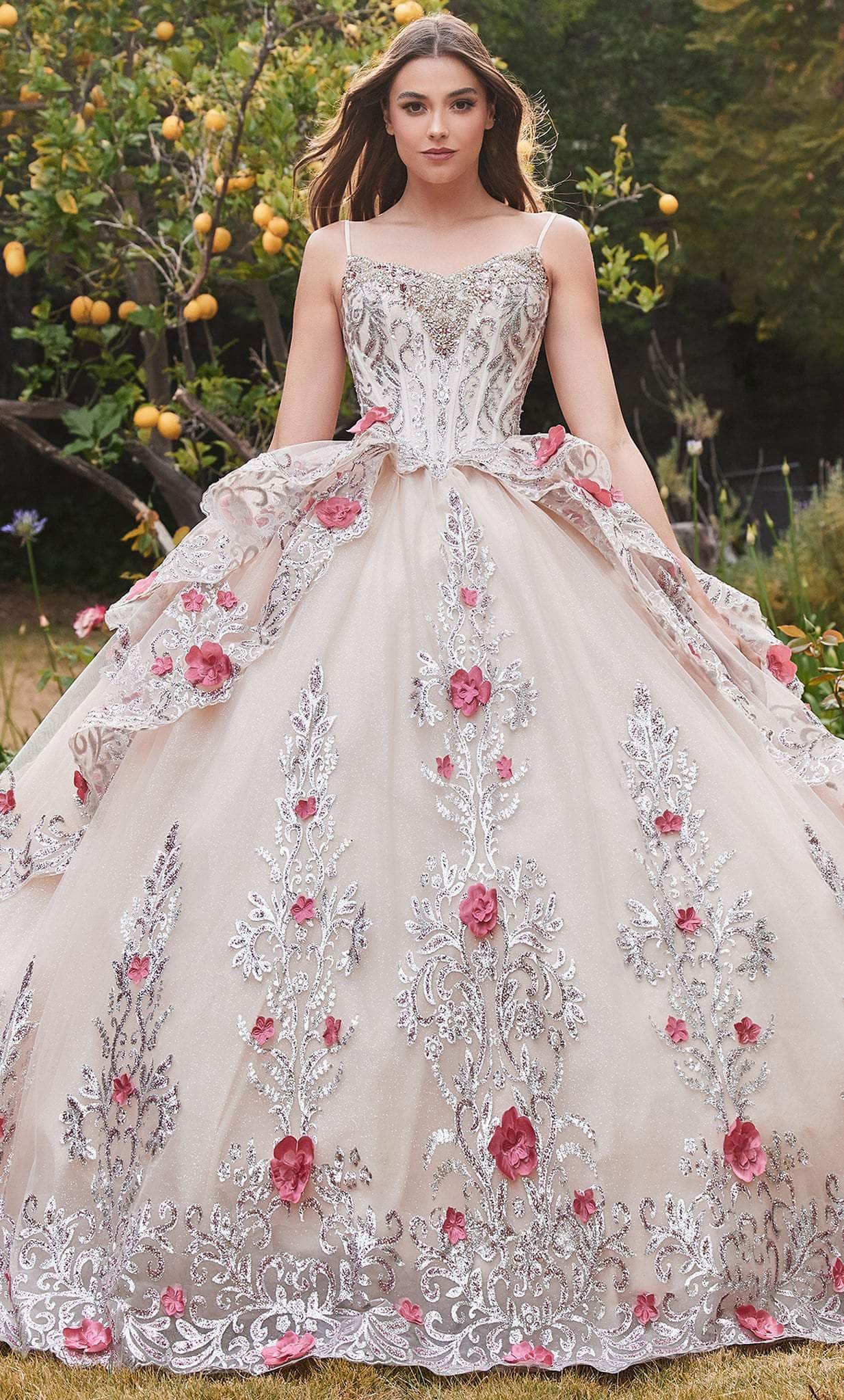 Image of Ladivine 15703 - Floral Detailed Ball Gown