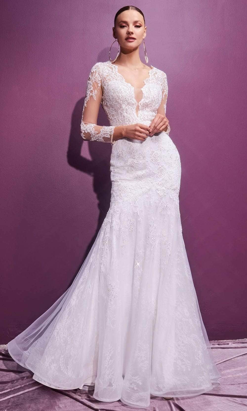 Image of Ladivine Bridals - CD951W Layered Lace Long Sleeve Long Gown