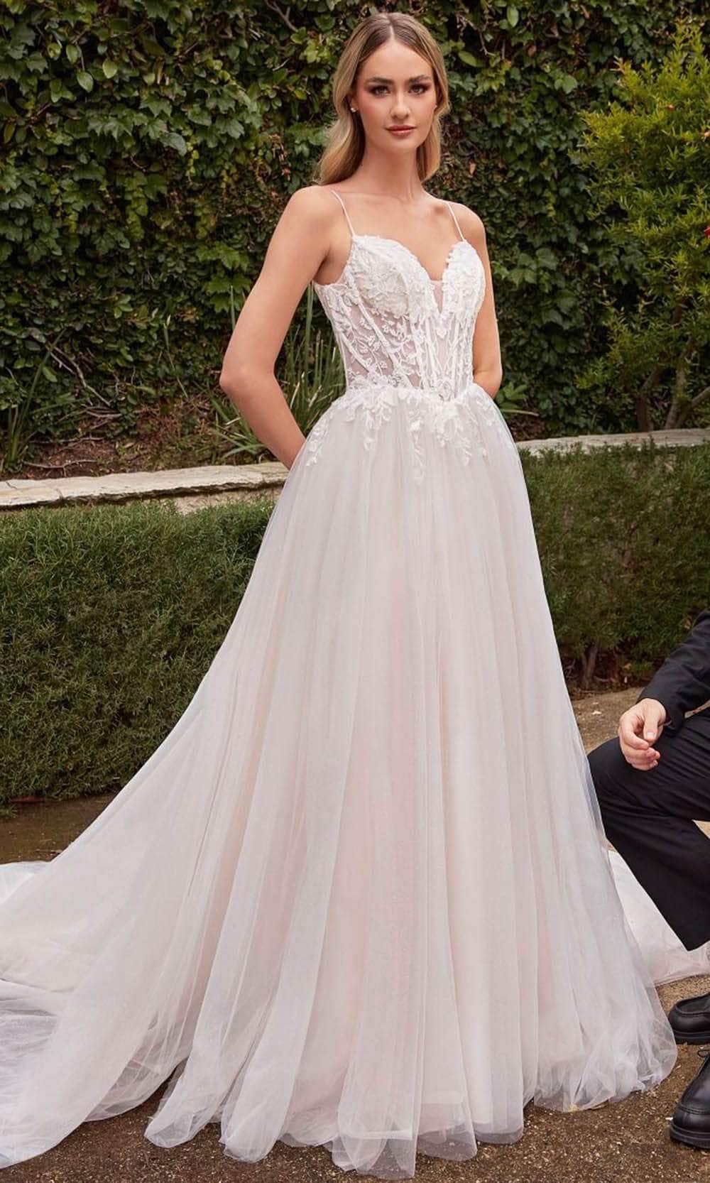 Image of Ladivine CD854W - Lace Applique Embellished Sleeveless Bridal Gown