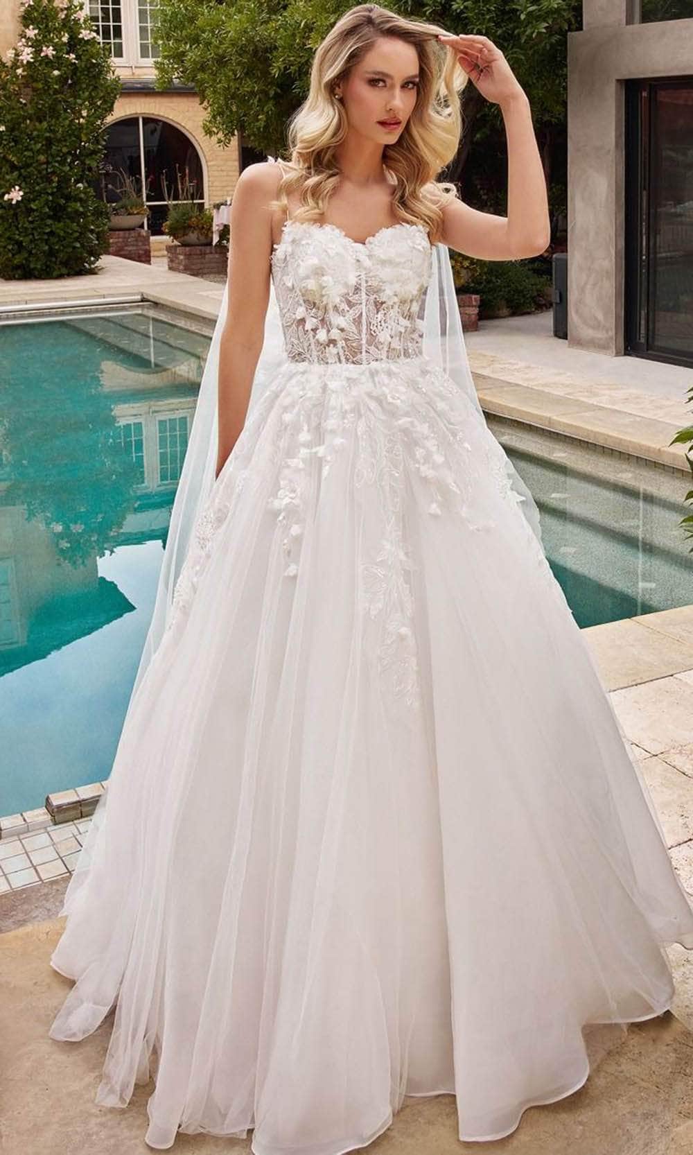 Image of Ladivine CDS437W - Sleeveless Layered Tulle Bridal Gown