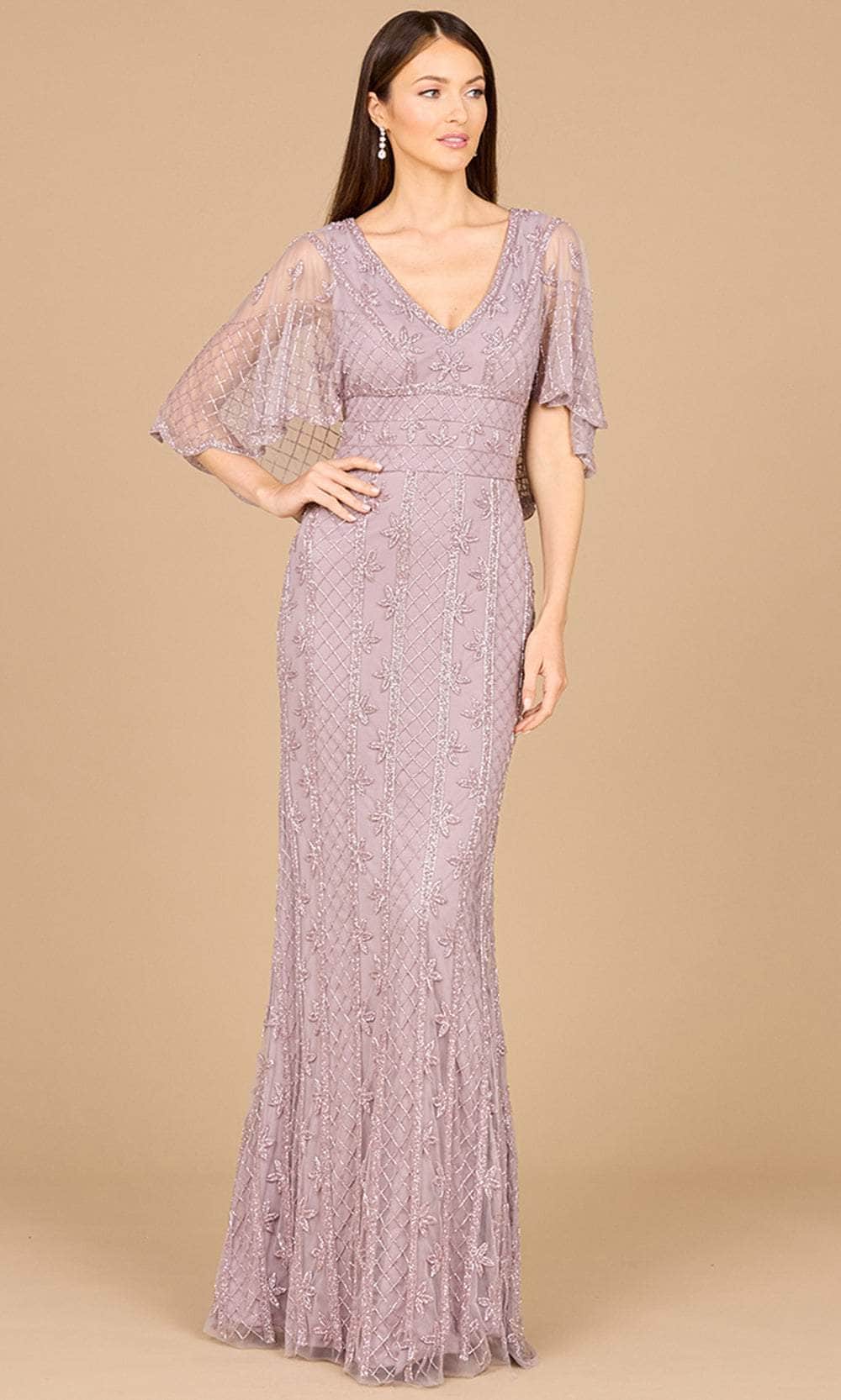 Image of Lara Dresses 29023 - Cape Sleeve Sheath Evening Gown