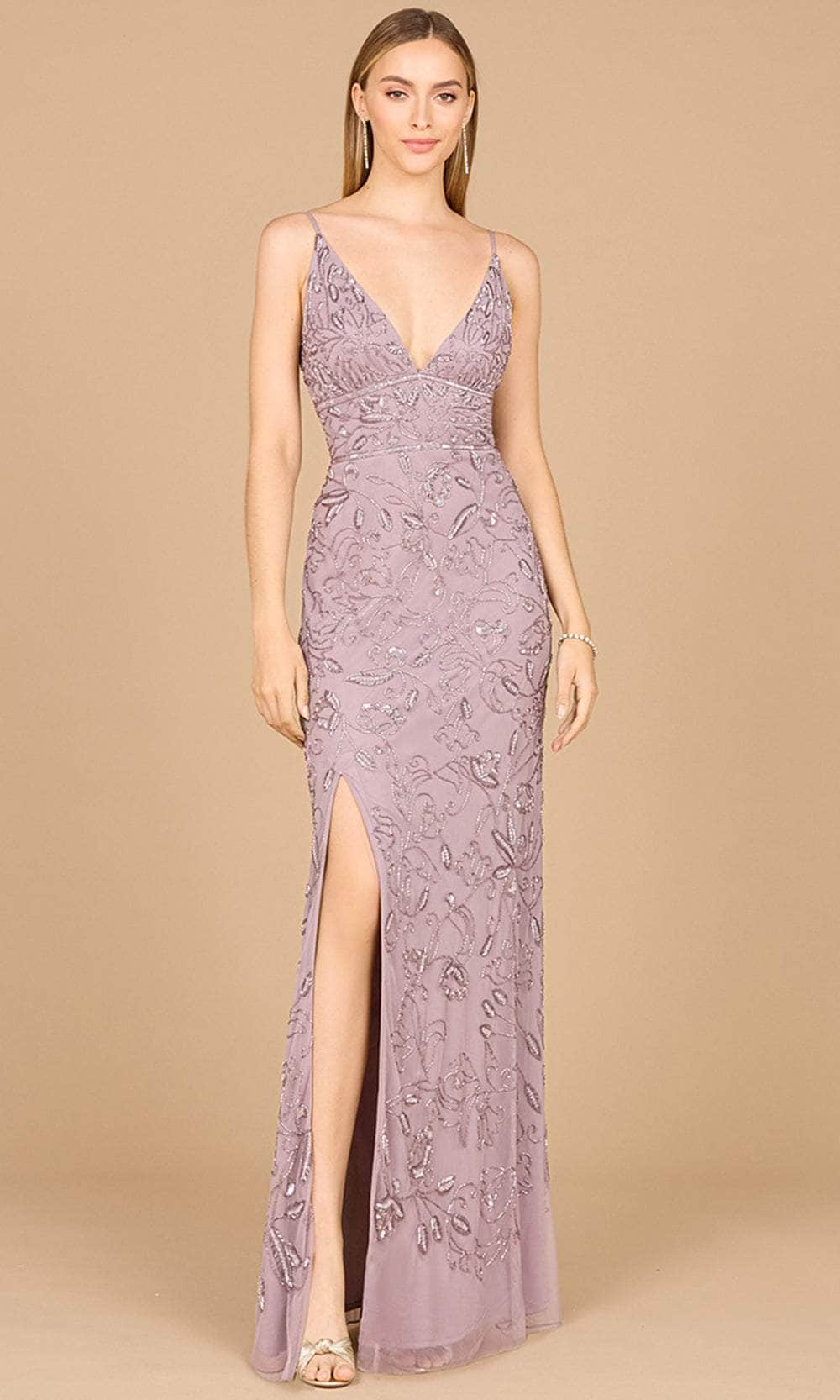 Image of Lara Dresses 29081 - V-Neck High Slit Evening Gown