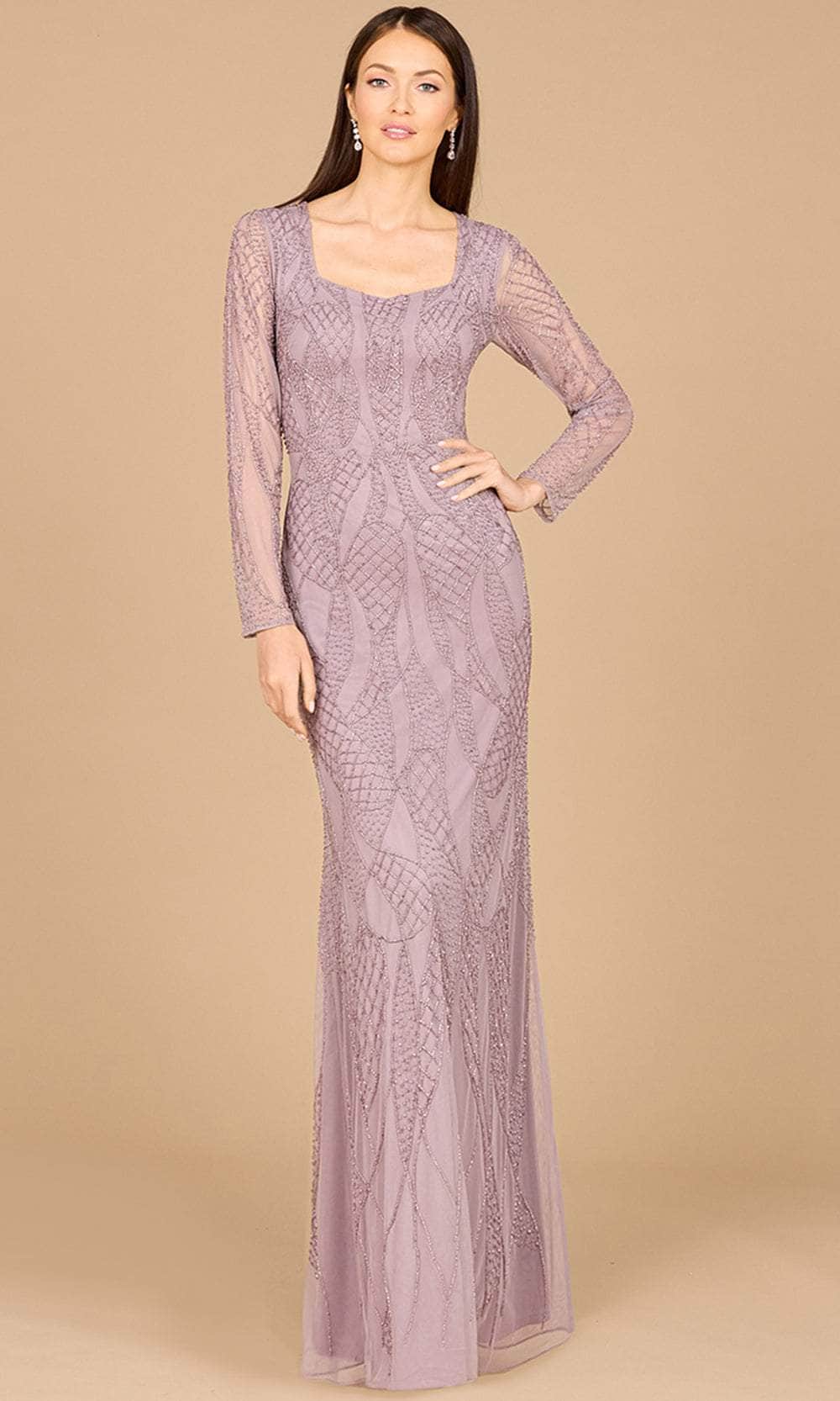Image of Lara Dresses 29094 - Square Neck Beaded Evening Dress