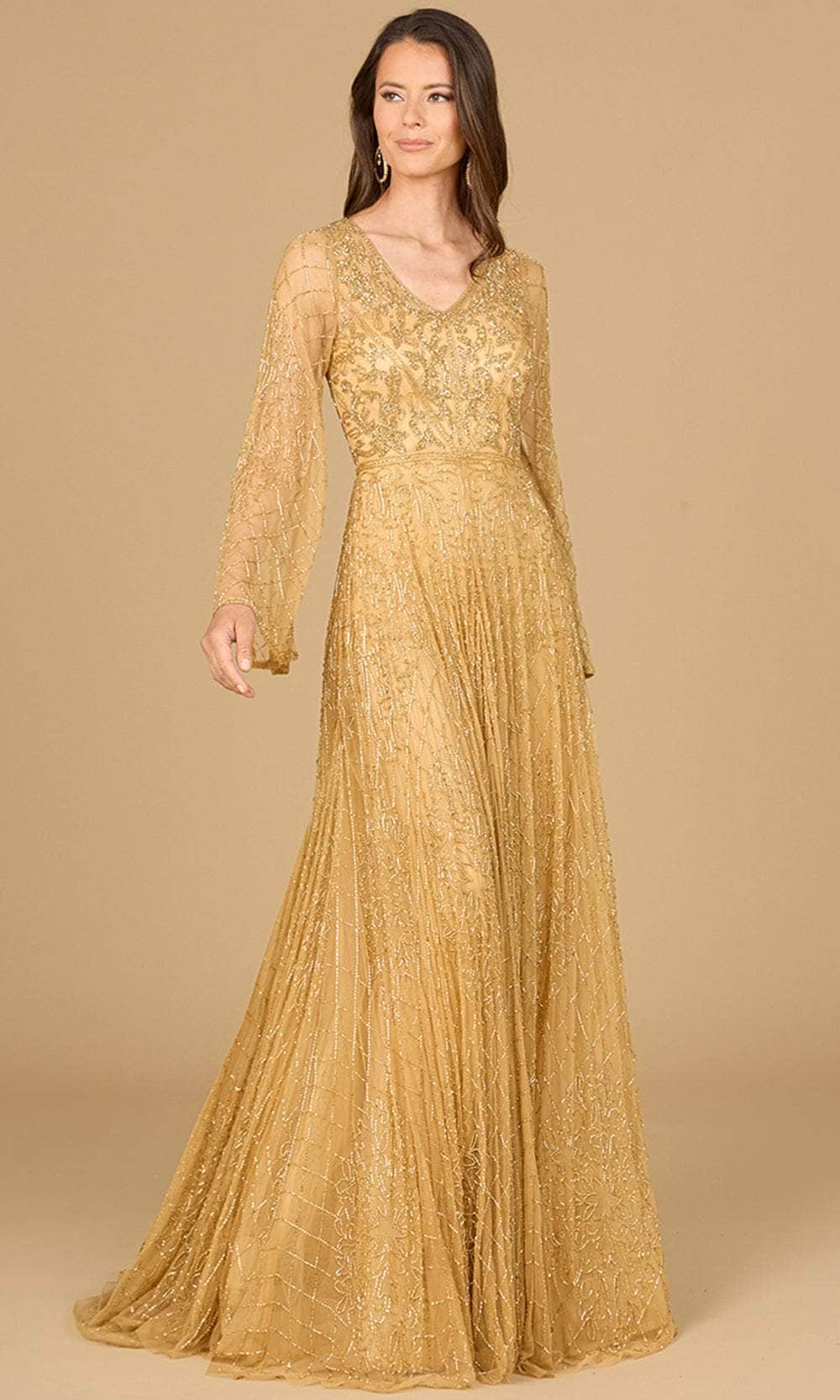 Image of Lara Dresses 29115 - Flare Sleeve Embellished Gown