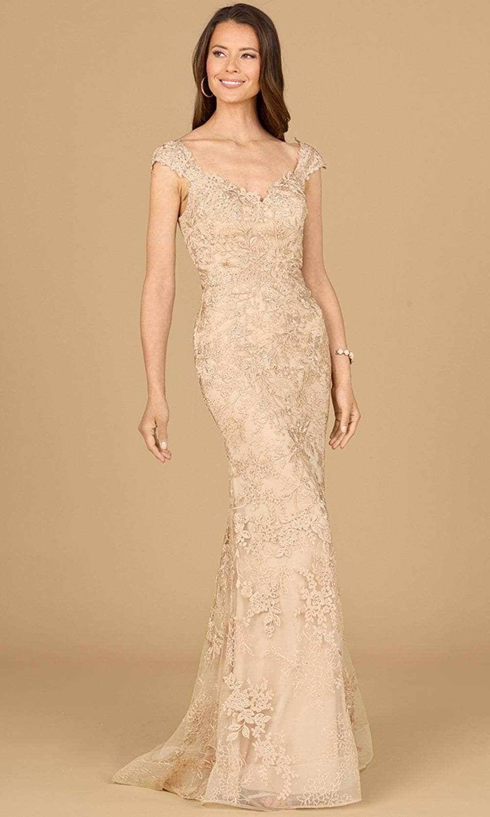 Image of Lara Dresses 29137 - Cap Sleeve Embroidered Evening Gown