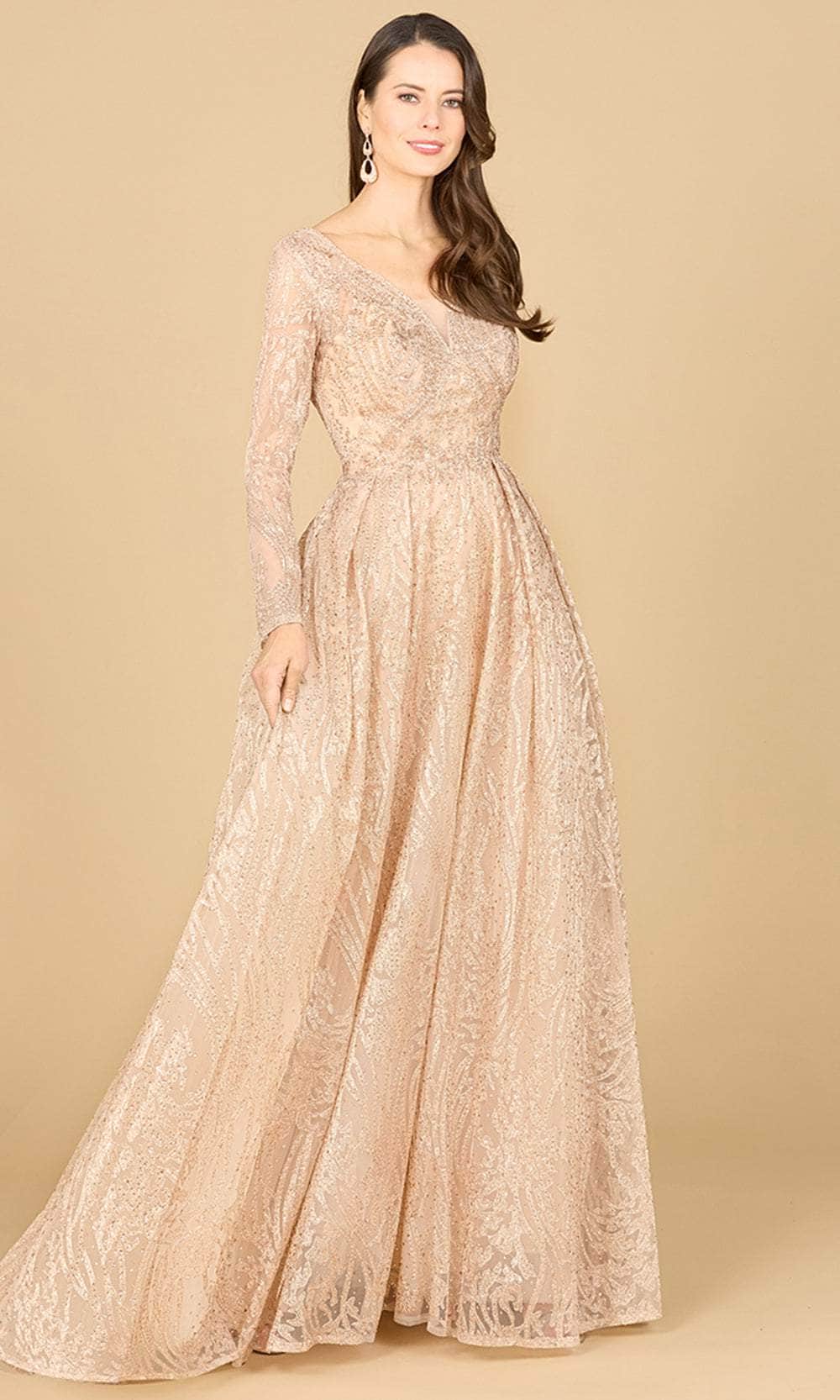 Image of Lara Dresses 29142 - Long Sleeve Pleated Evening Gown