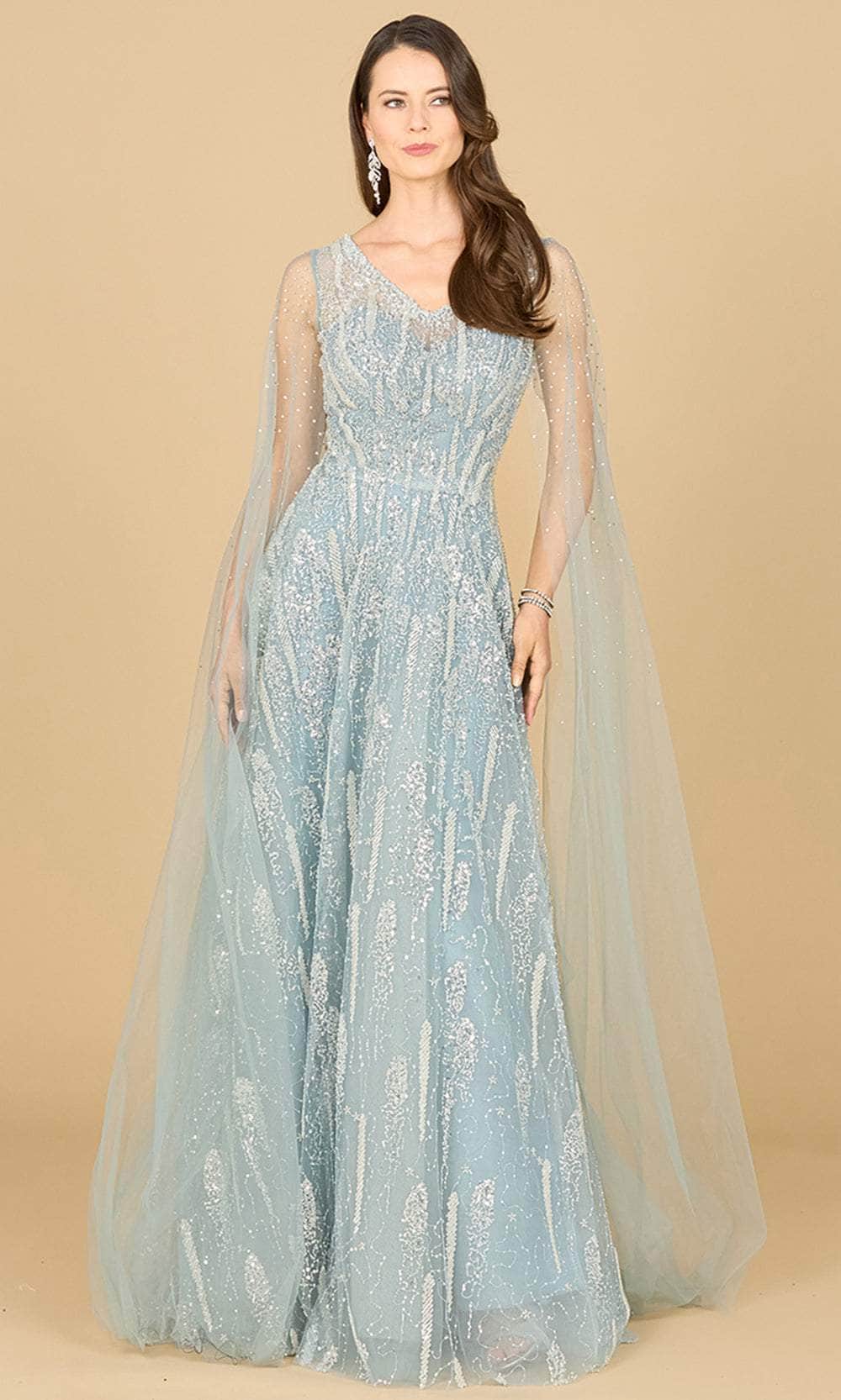 Image of Lara Dresses 29143 - Embellished Cape Sleeve Evening Gown