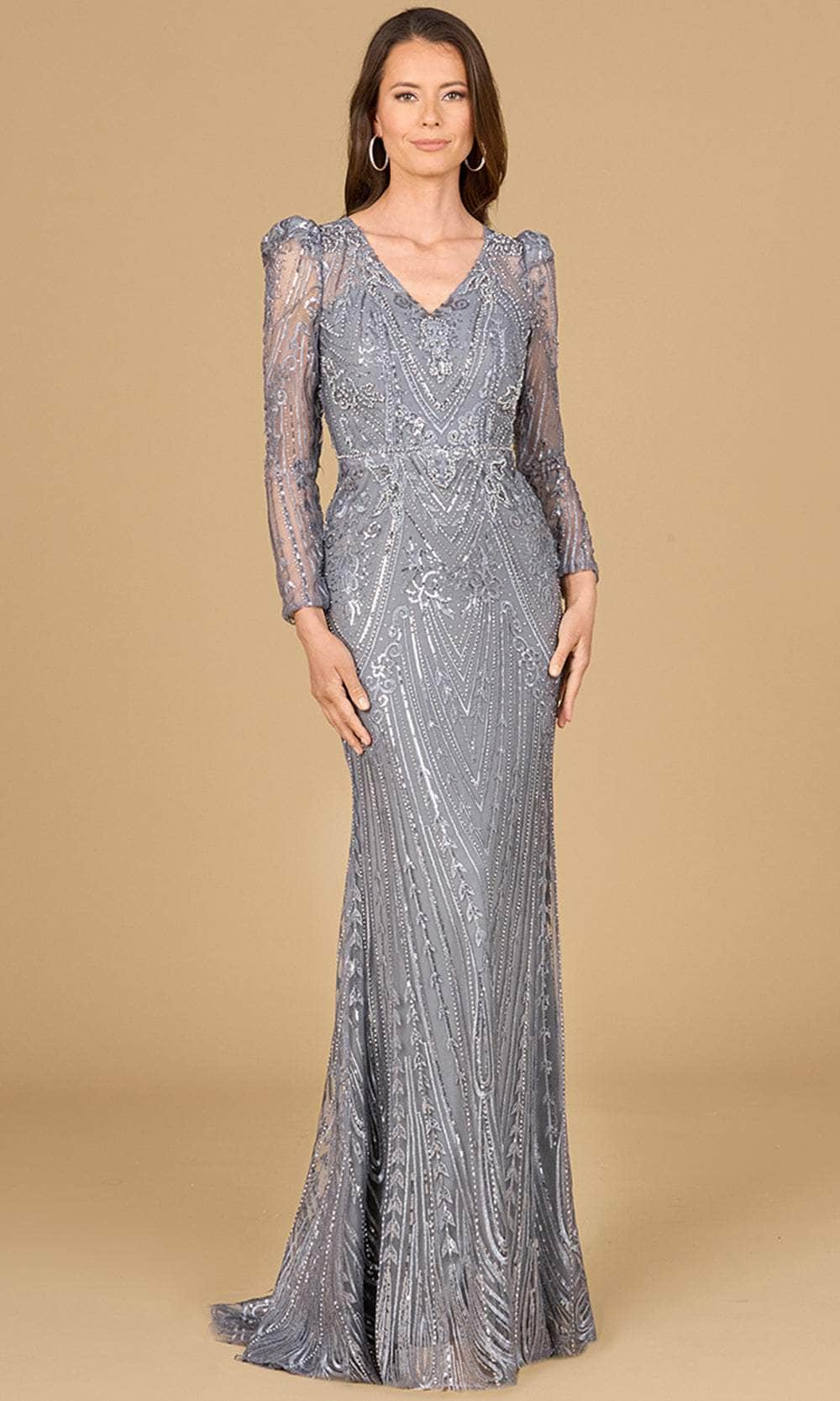 Image of Lara Dresses 29156 - Embellished Puff Shoulder Evening Gown