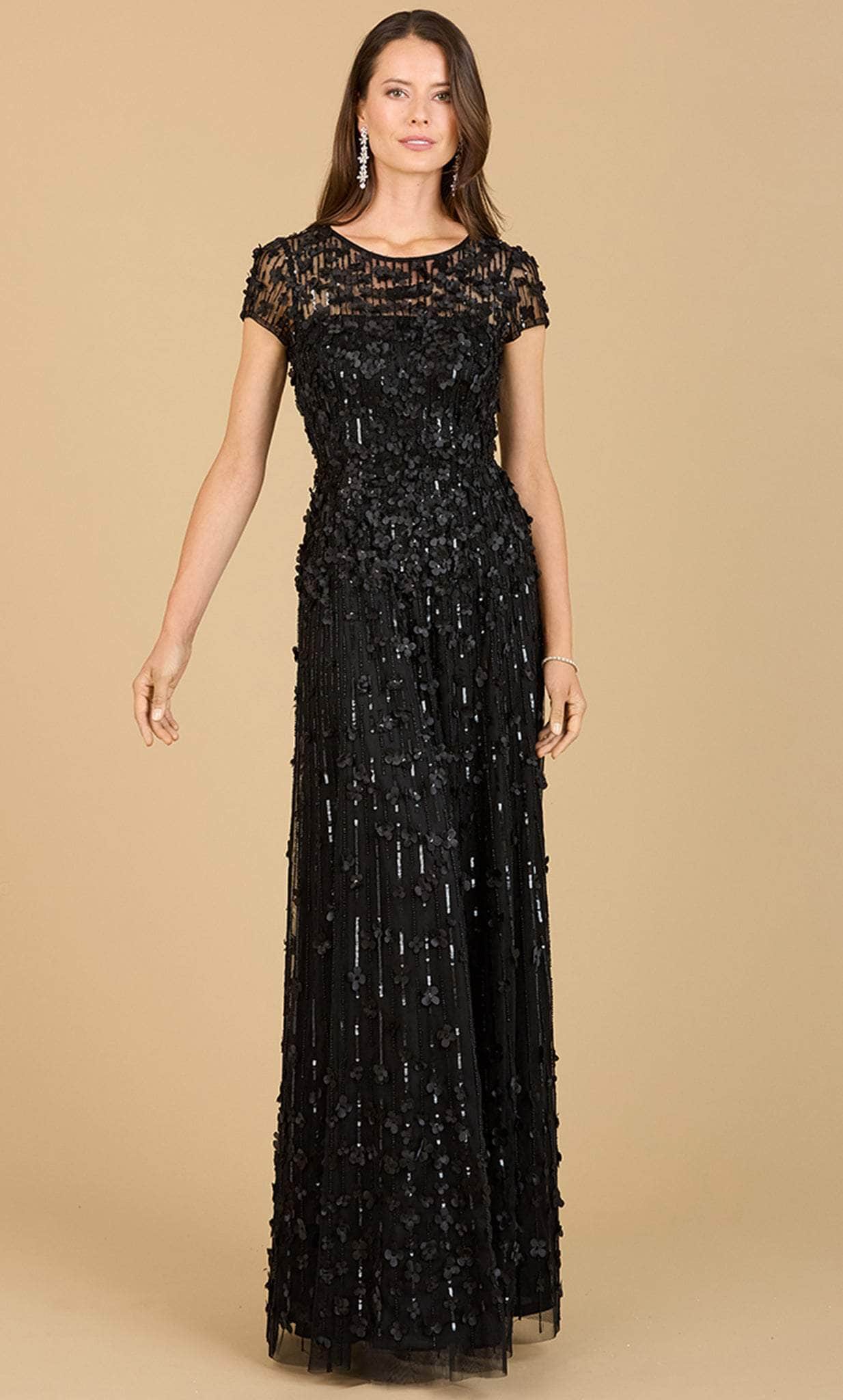Image of Lara Dresses 29181 - Cap Sleeve Embroidered Evening Dress