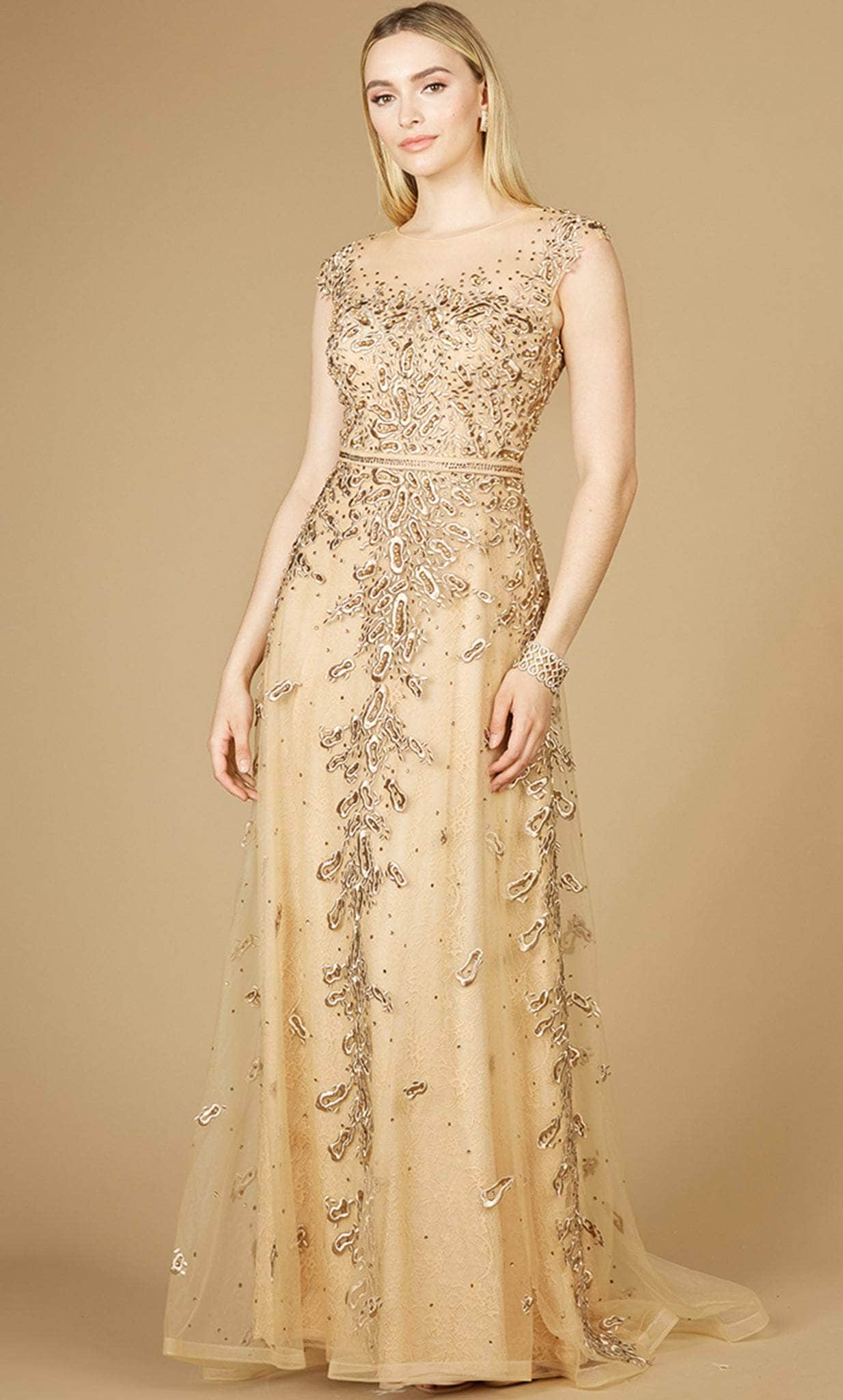 Image of Lara Dresses 29250 - Embroidered Cap Sleeve Evening Gown