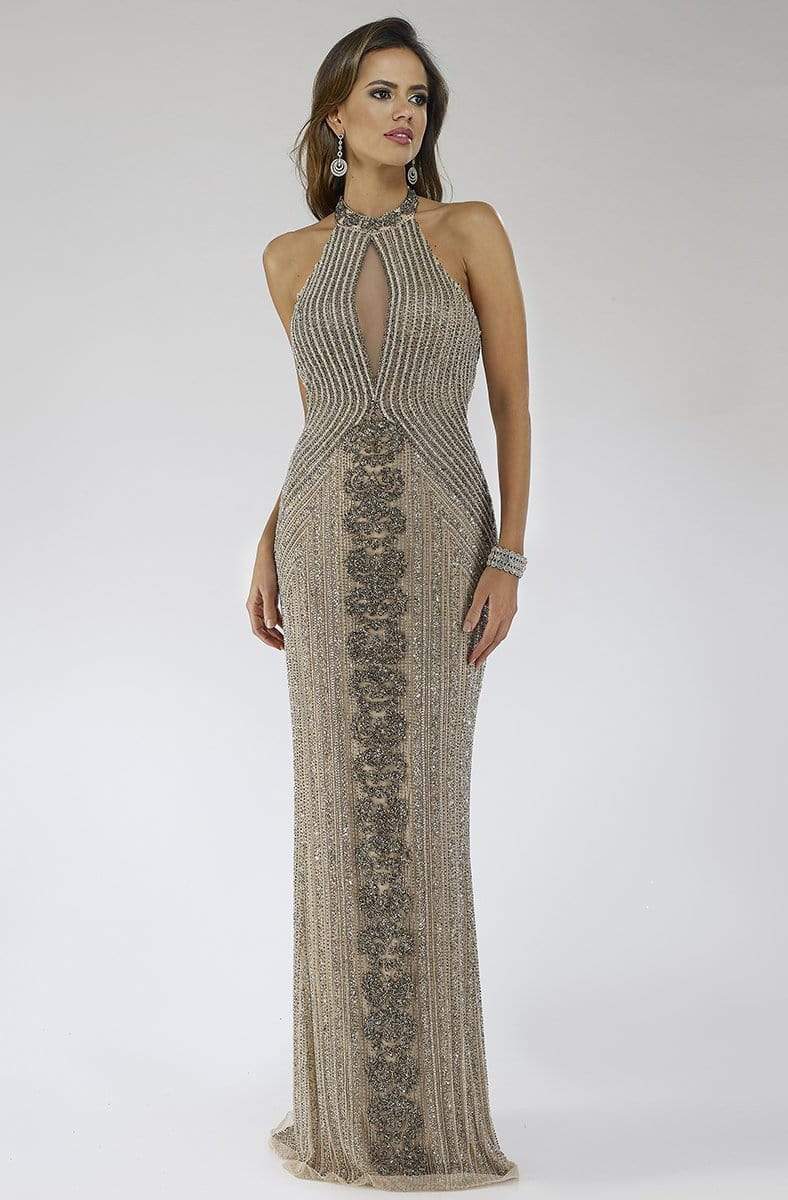 Image of Lara Dresses - 29600 Beaded Halter Sheath Evening Gown