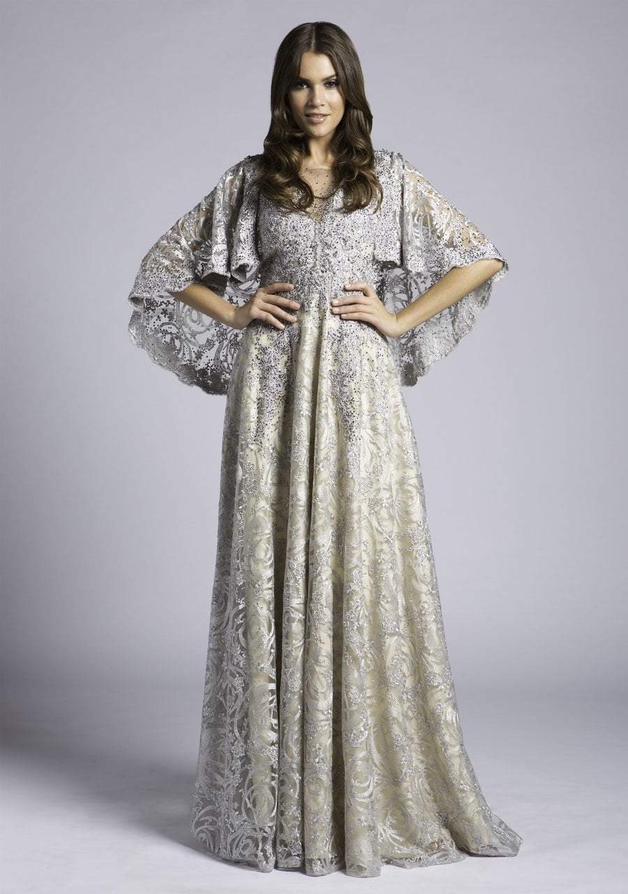 Image of Lara Dresses - 33492 Cape Sleeves Jeweled Applique A-Line Gown