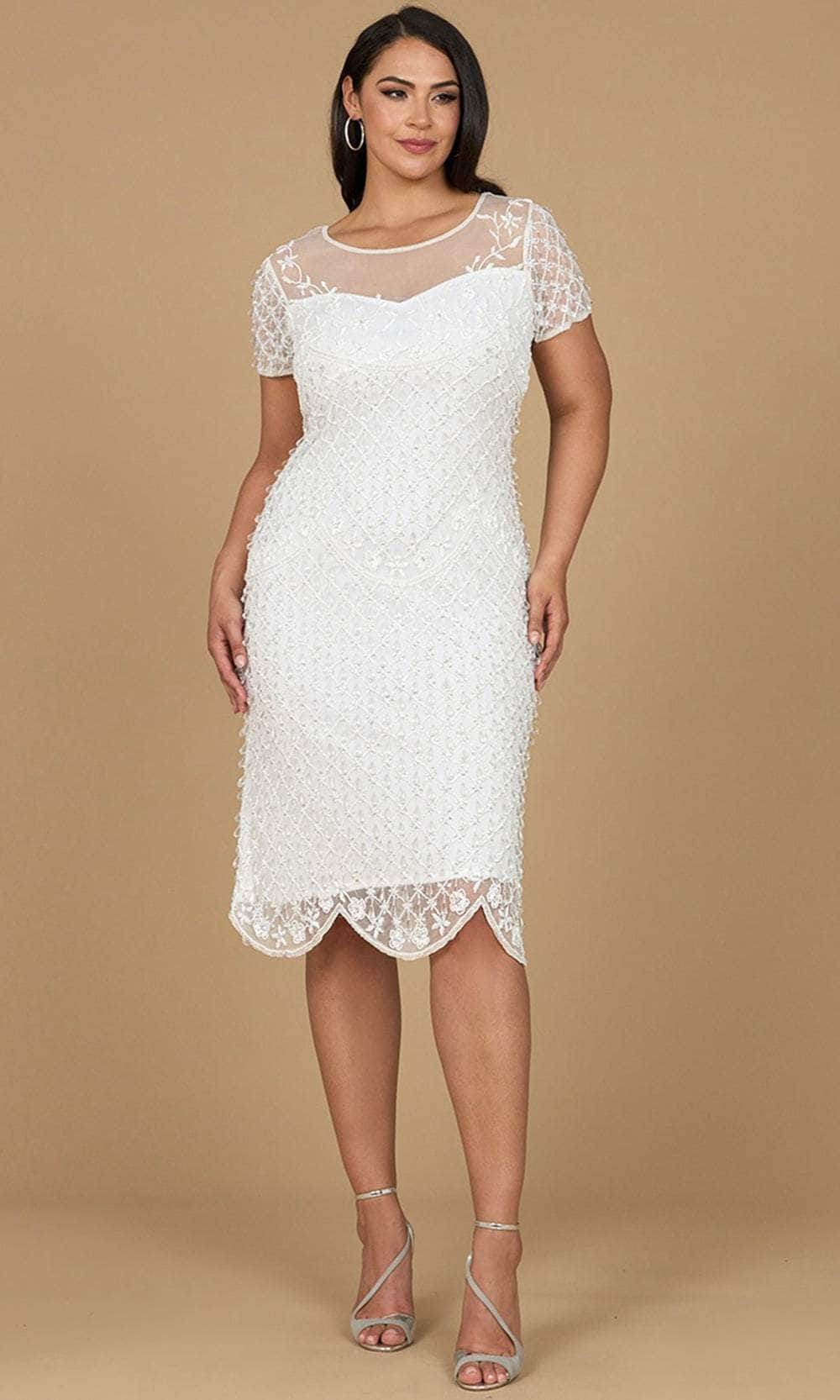 Image of Lara Dresses 51188 - Short Sleeves Beaded Midi Dress