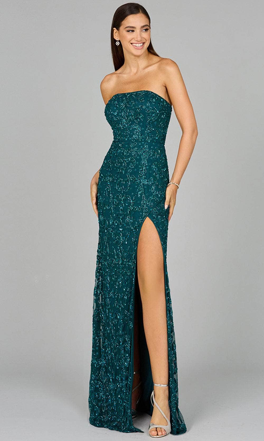 Image of Lara Dresses 9952 - Beaded Straight-Across Evening Dress