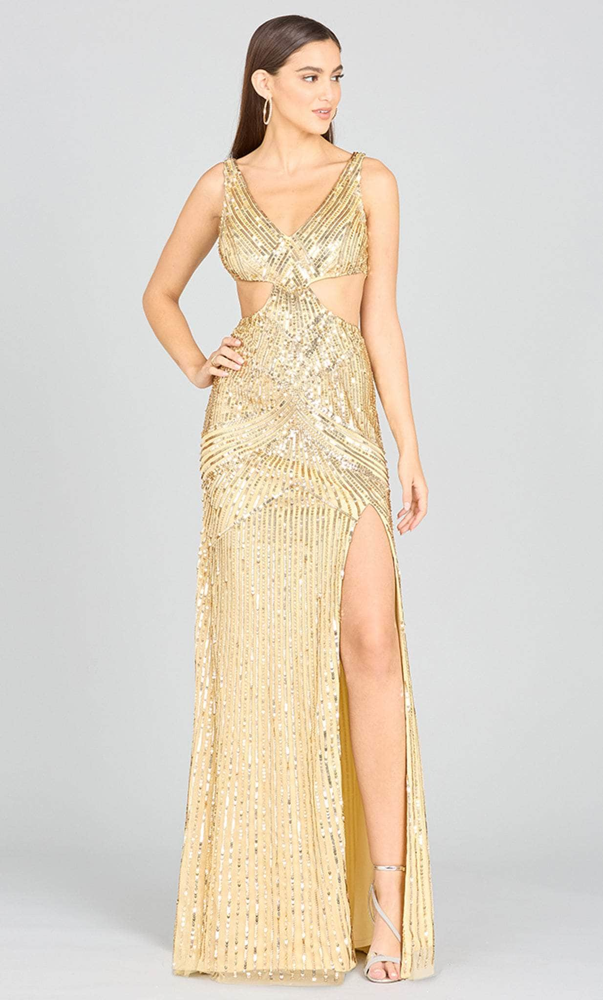 Image of Lara Dresses 9982 - Cutout V-Neck Prom Dress