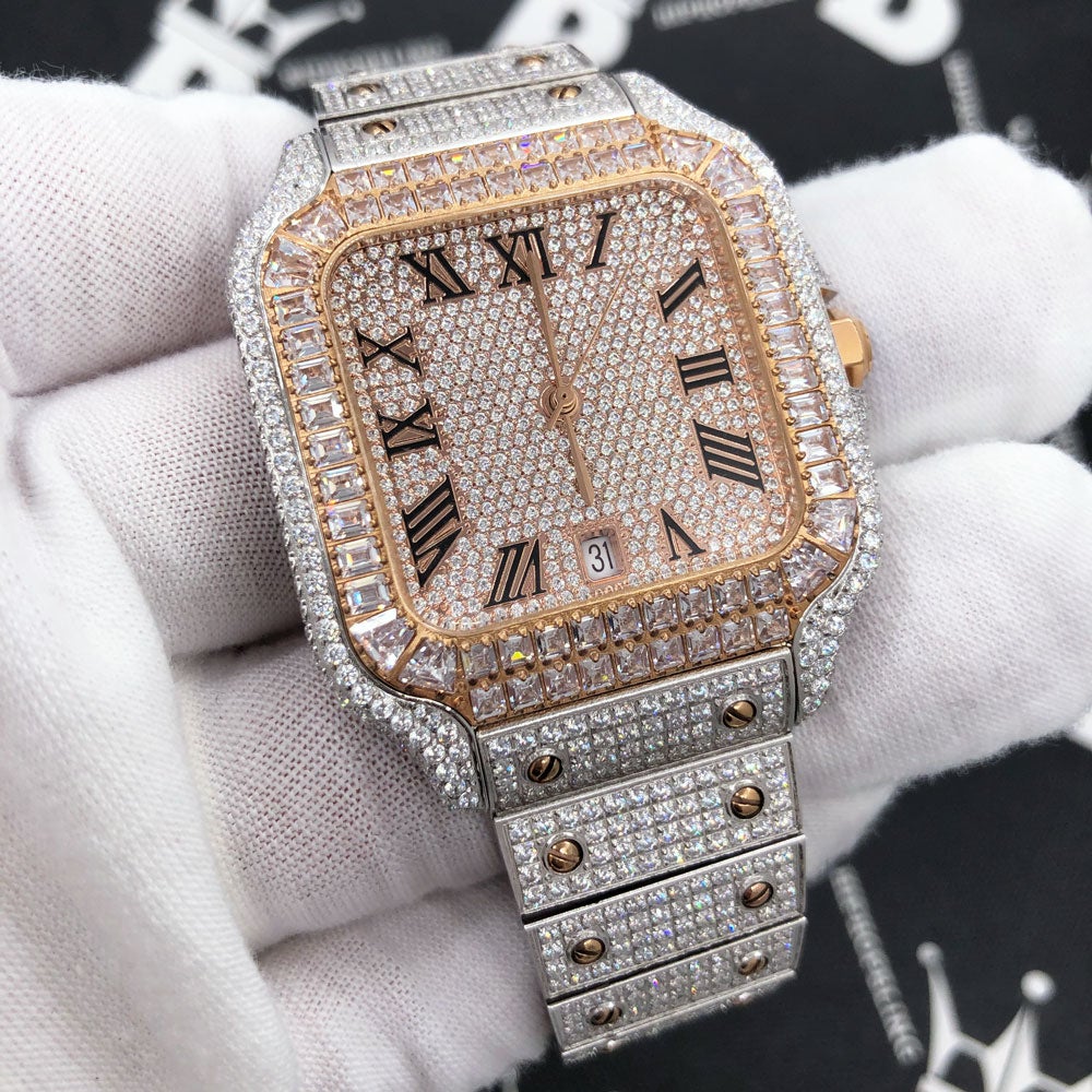 Image of Limited Edition Iced Out Square CZ Steel Bust Down Watch ID 41060104798401