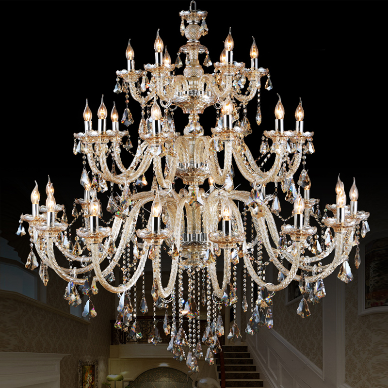 Image of Living room crystal chandelier European atmosphere bedroom restaurant chandelier simple modern candle light luxury hall lamps