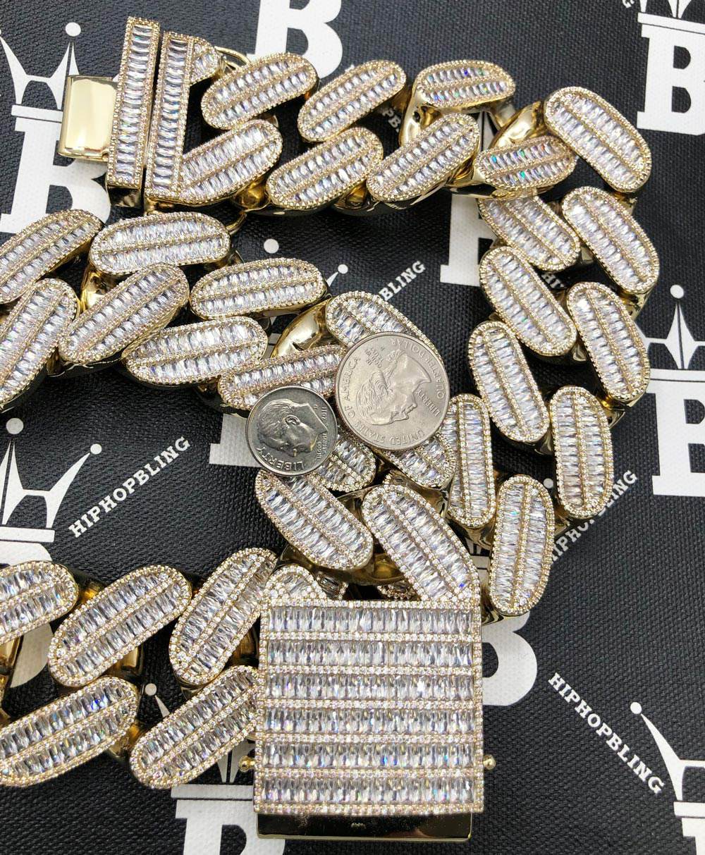 Image of MASSIVE 40MM Baguette Cuban Hip Hop Iced Out Chain ID 39303998111937