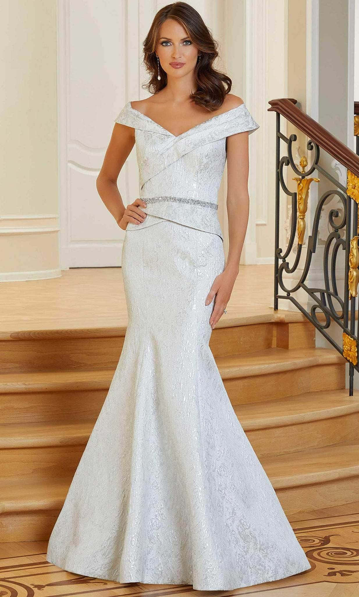 Image of MGNY By Mori Lee 72701 - Brocade Mermaid Peplum Gown