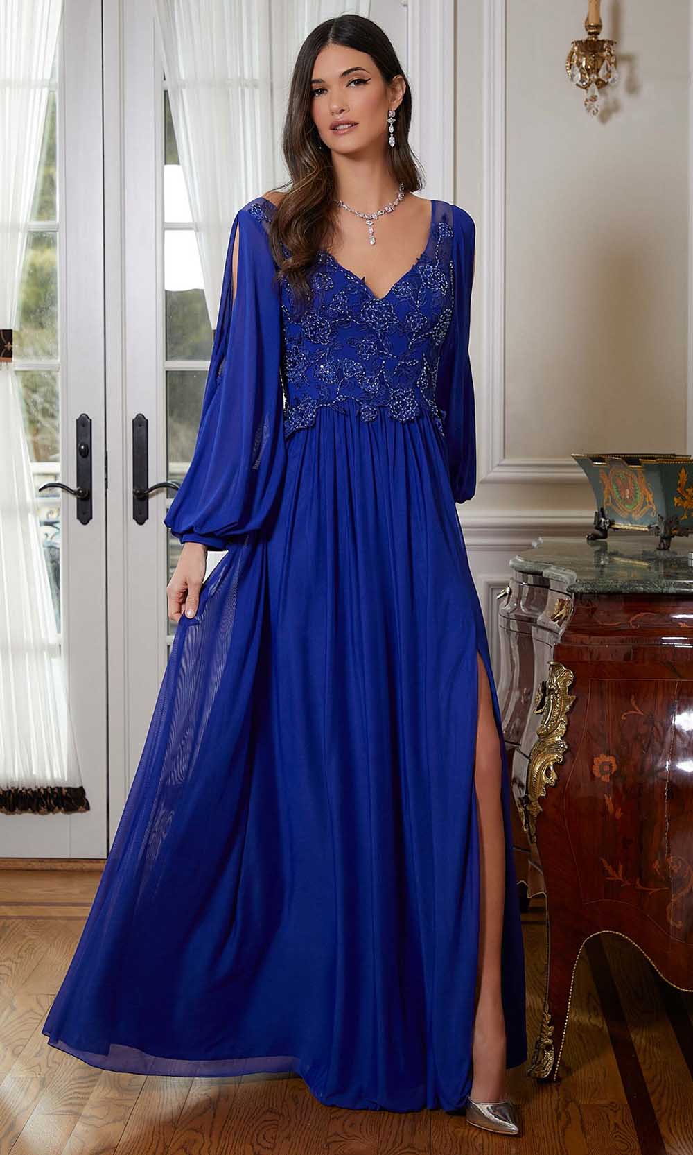 Image of MGNY By Mori Lee 72822 - Split Bishop Sleeve Evening Gown