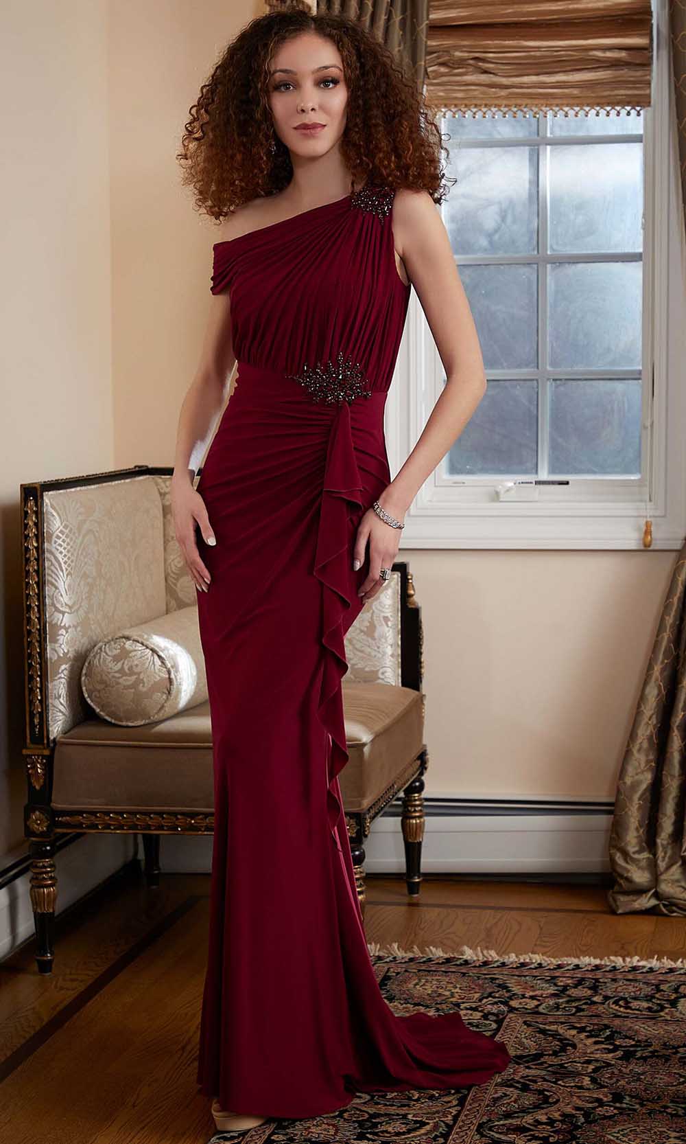 Image of MGNY By Mori Lee 72824 - Ruched One Shoulder Evening Gown