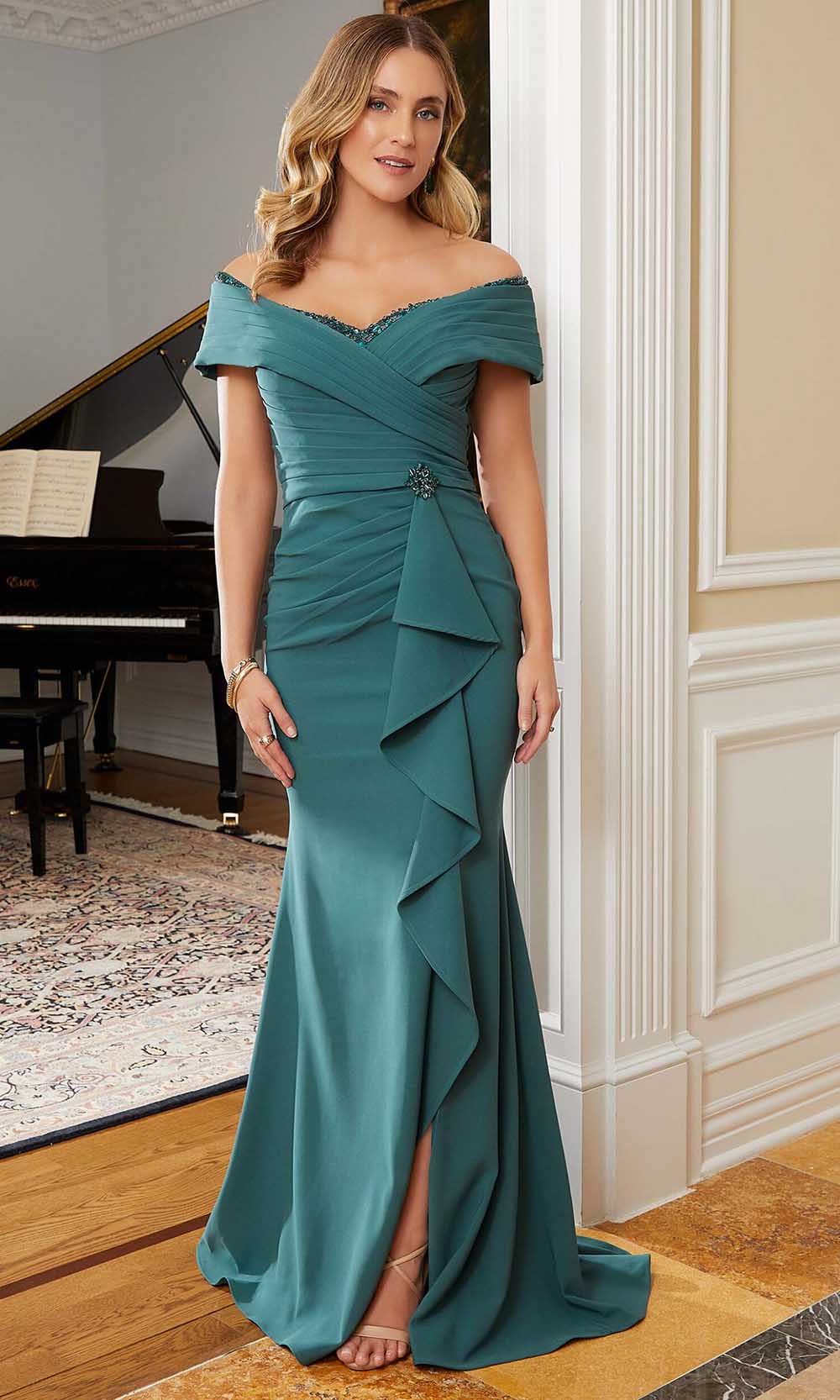Image of MGNY By Mori Lee 72827 - Ruffle Draped Evening Gown
