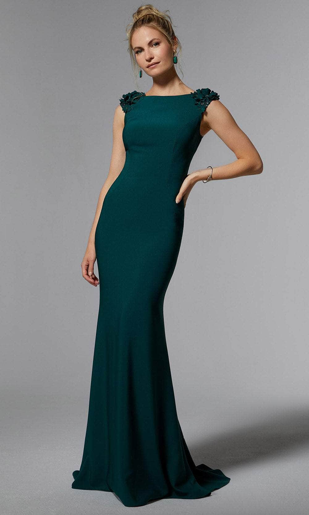 Image of MGNY By Mori Lee 72920 - Applique Cap Sleeve Evening Dress
