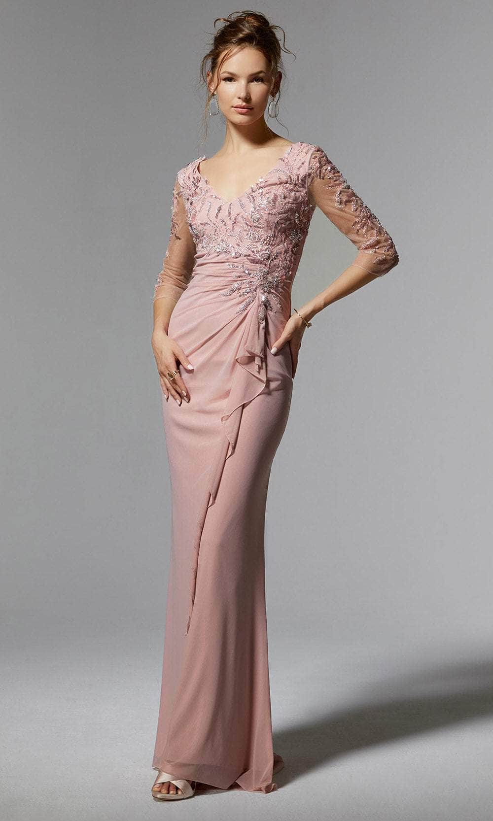 Image of MGNY By Mori Lee - Metallic Embroidered Evening Gown