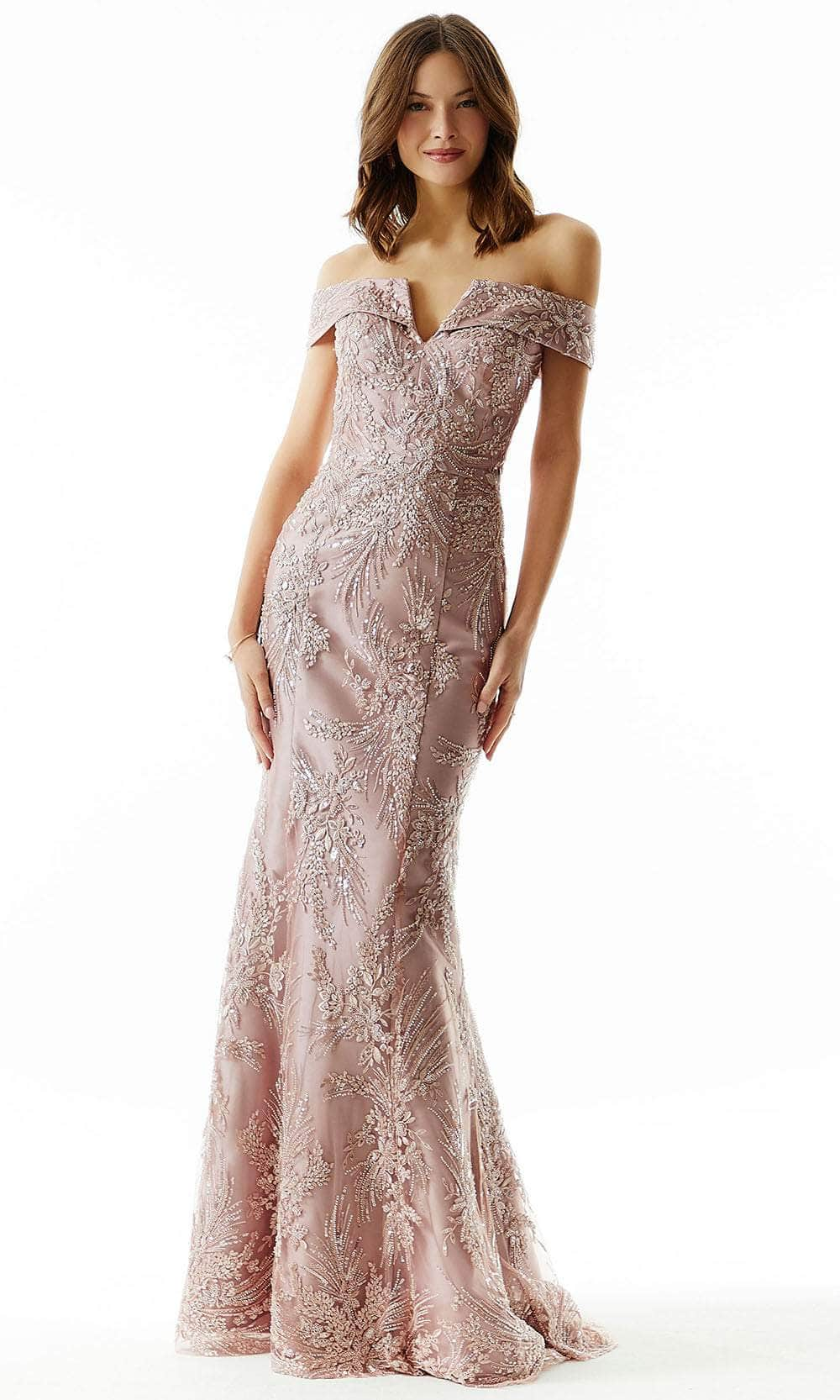 Image of MGNY by Mori Lee 73031 - Embellished Off Shoulder Evening Dress