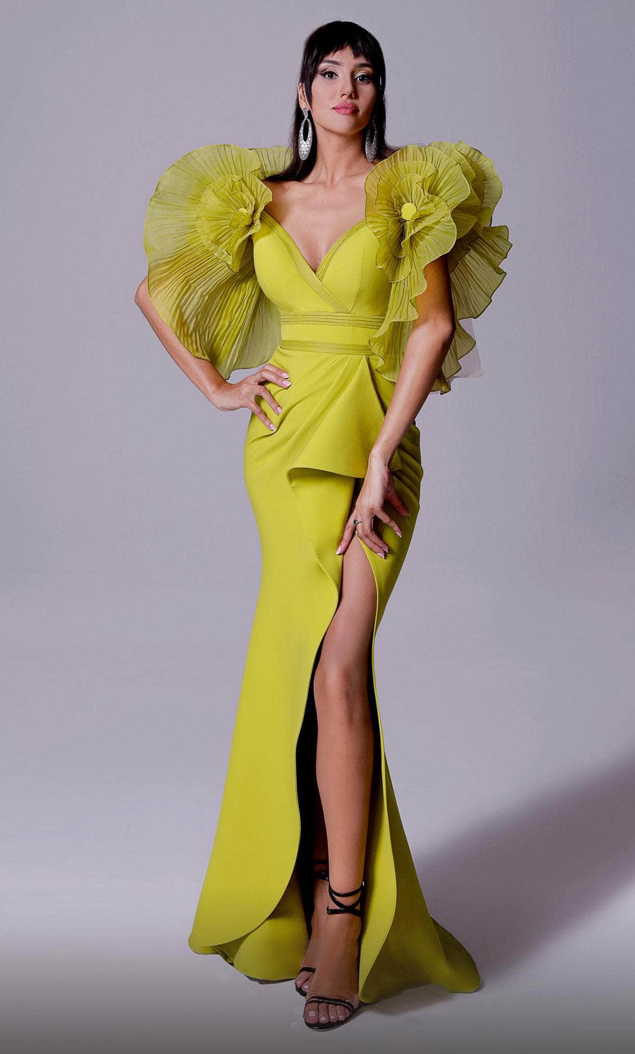 Image of MNM Couture 2712 - Ruffle Sleeve Evening Gown