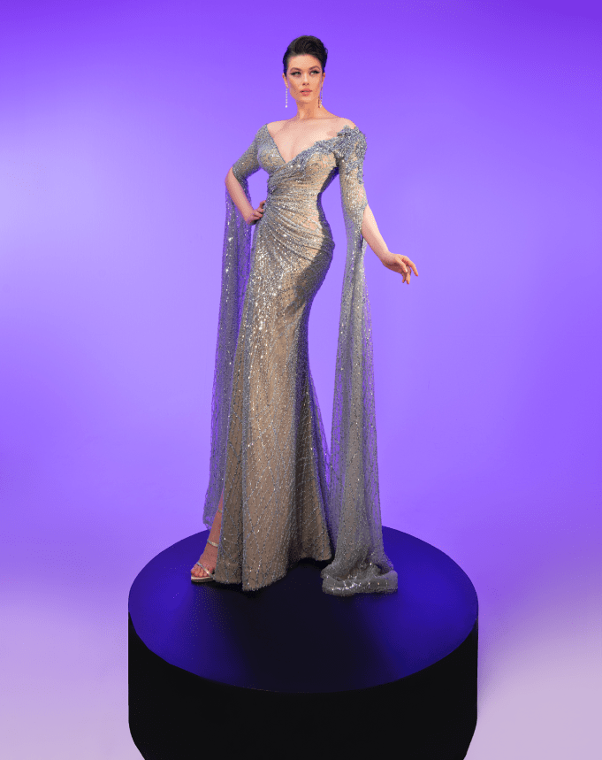Image of MNM Couture 2795 - Dramatic Long Sleeved Gown