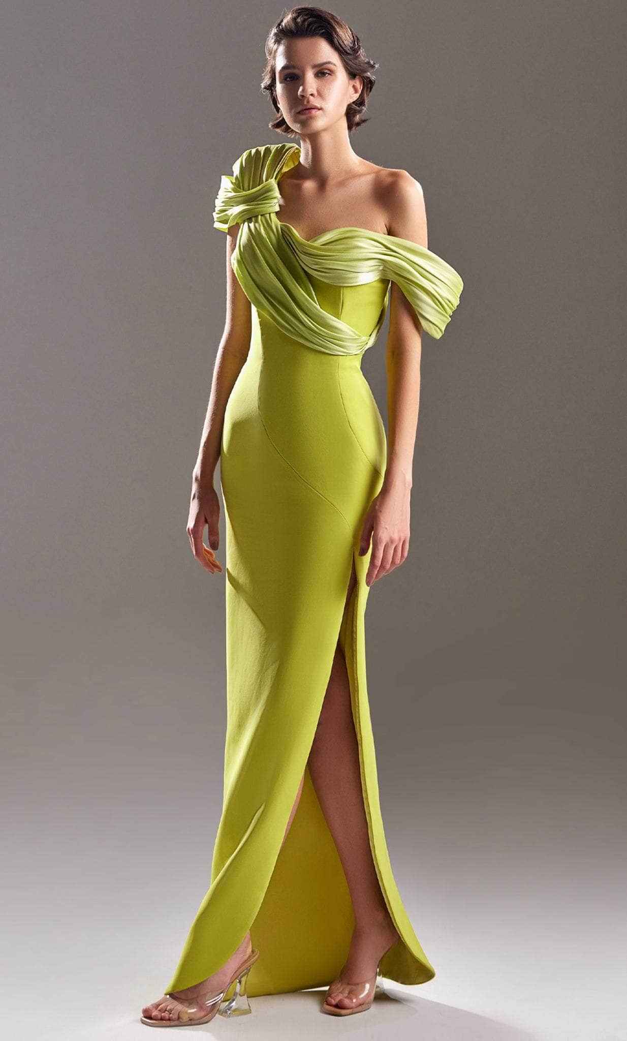 Image of MNM Couture G1518 - Draped Asymmetric Evening Dress