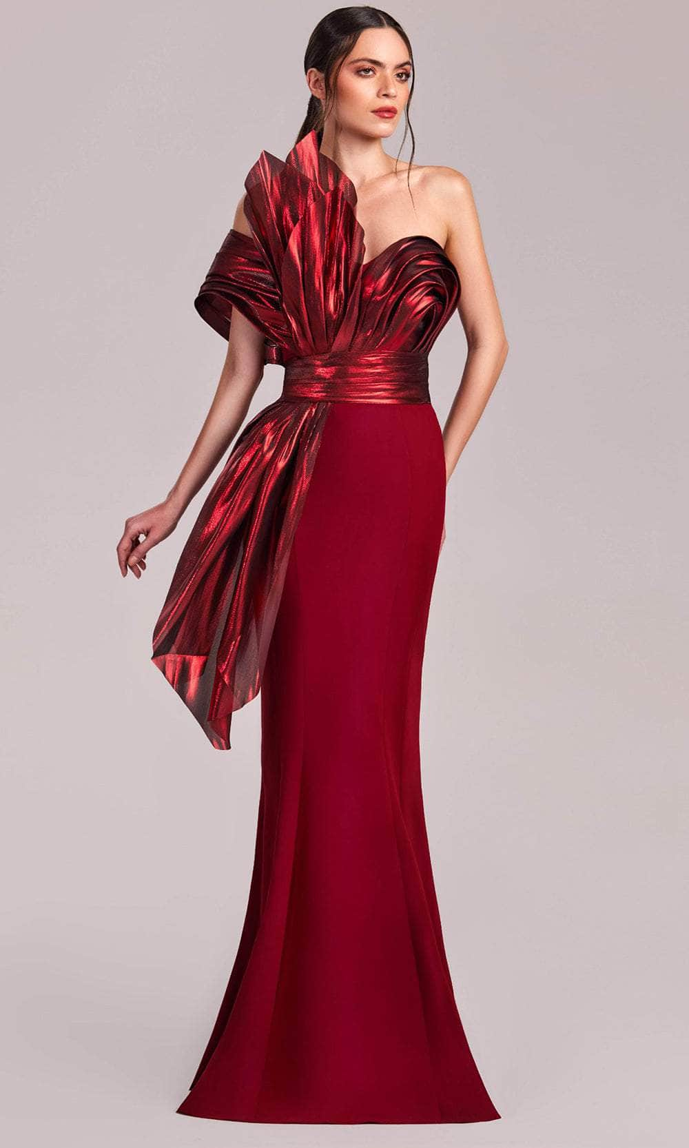 Image of MNM Couture G1832 - Sweetheart Metallic Ruffle Evening Gown