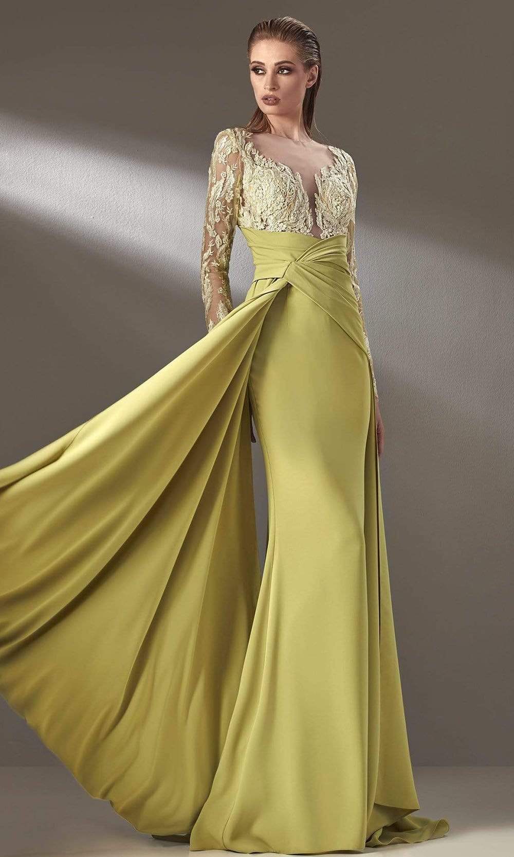 Image of MNM Couture - K3893 Long Sleeves Sheath Evening Dress
