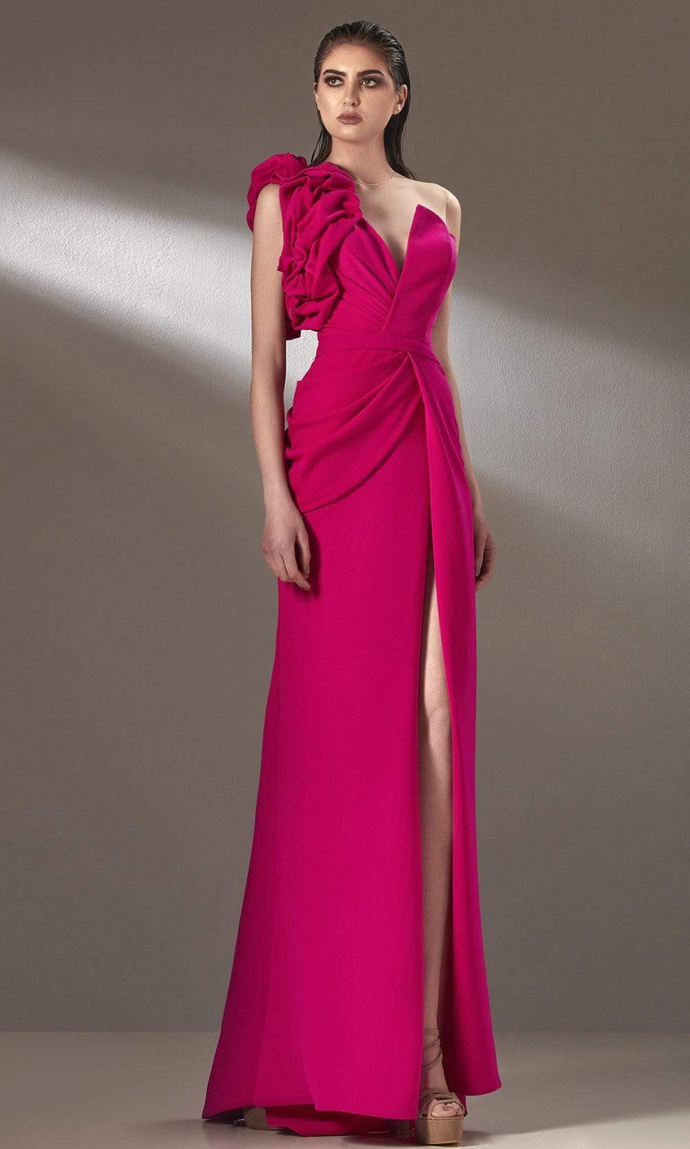 Image of MNM Couture - K3904 Asymmetrical A-Line Evening Dress