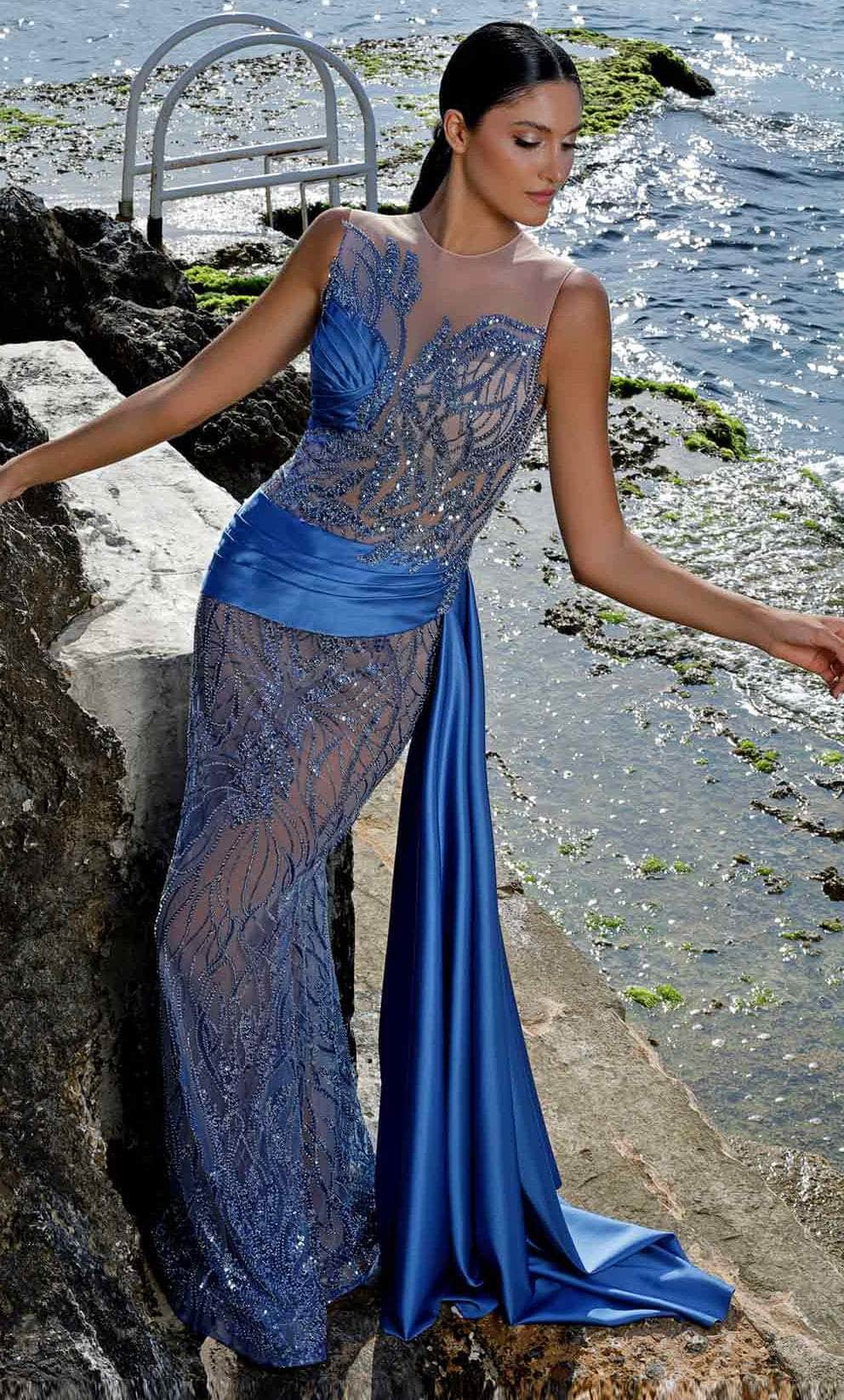 Image of MNM Couture K4001 - Beaded Mesh Prom Gown
