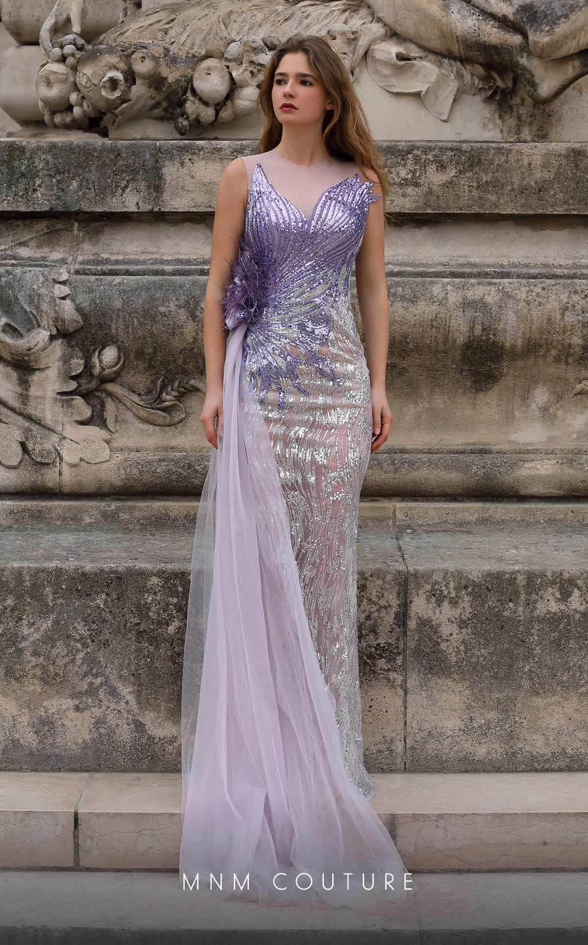 Image of MNM Couture K4056 - Illusion Neckline Embellished Gown