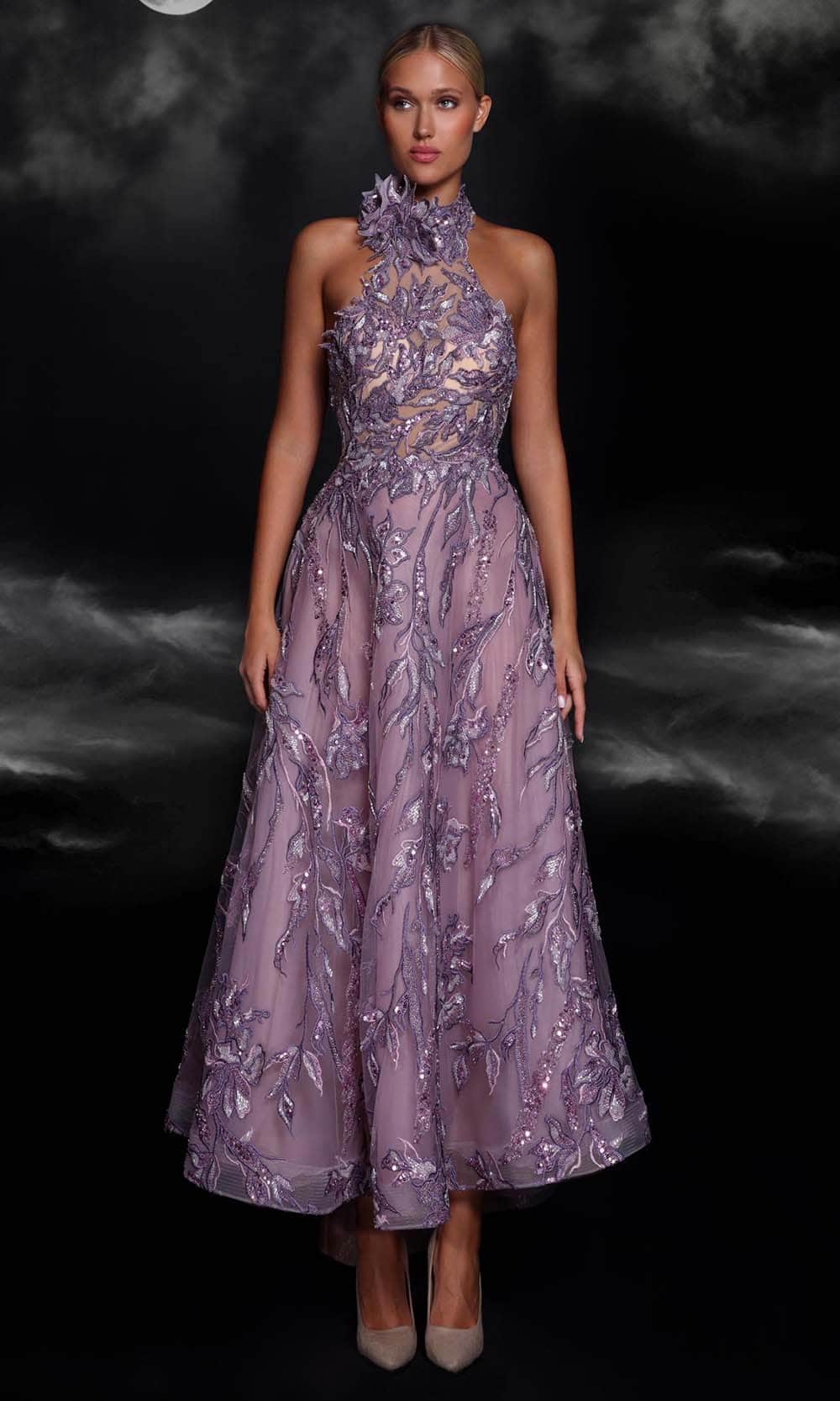 Image of MNM Couture K4104 - Lace Appliqued A-Line Prom Gown