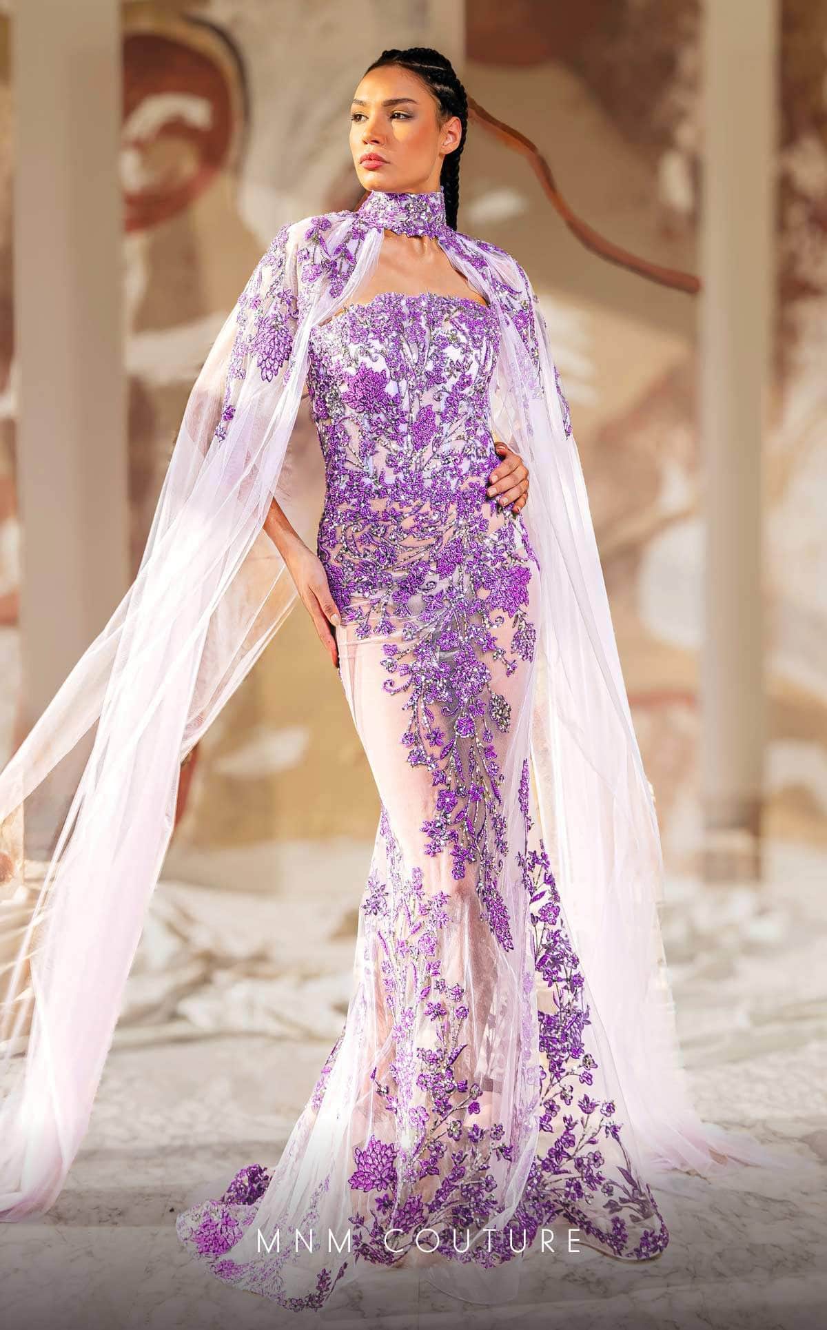 Image of MNM Couture K4179 - Straight Across See-Through Evening Gown