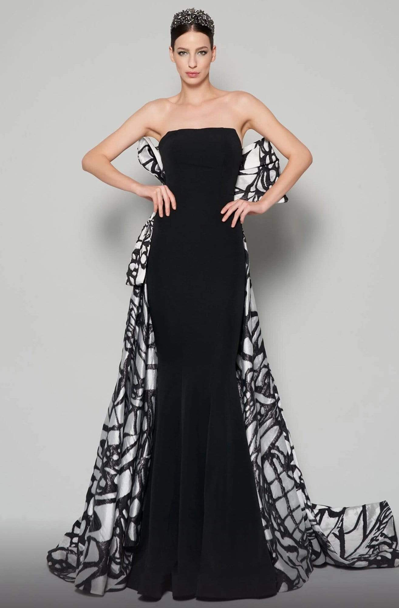 Image of MNM Couture - N0395 Strapless Straight Neck Trumpet Dress With Train