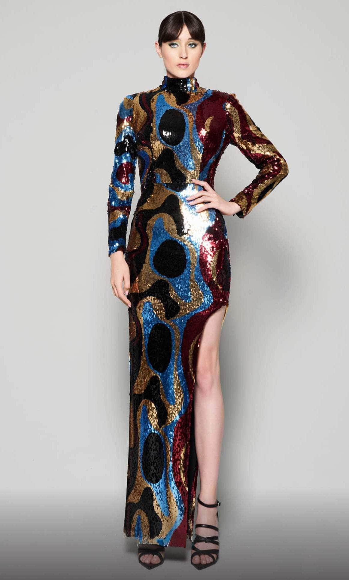 Image of MNM Couture N0409 - Sequined Full Length Sheath Gown