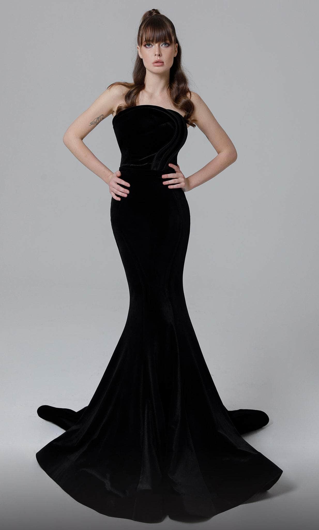 Image of MNM Couture N0450 - Strapless Velvet Evening Gown