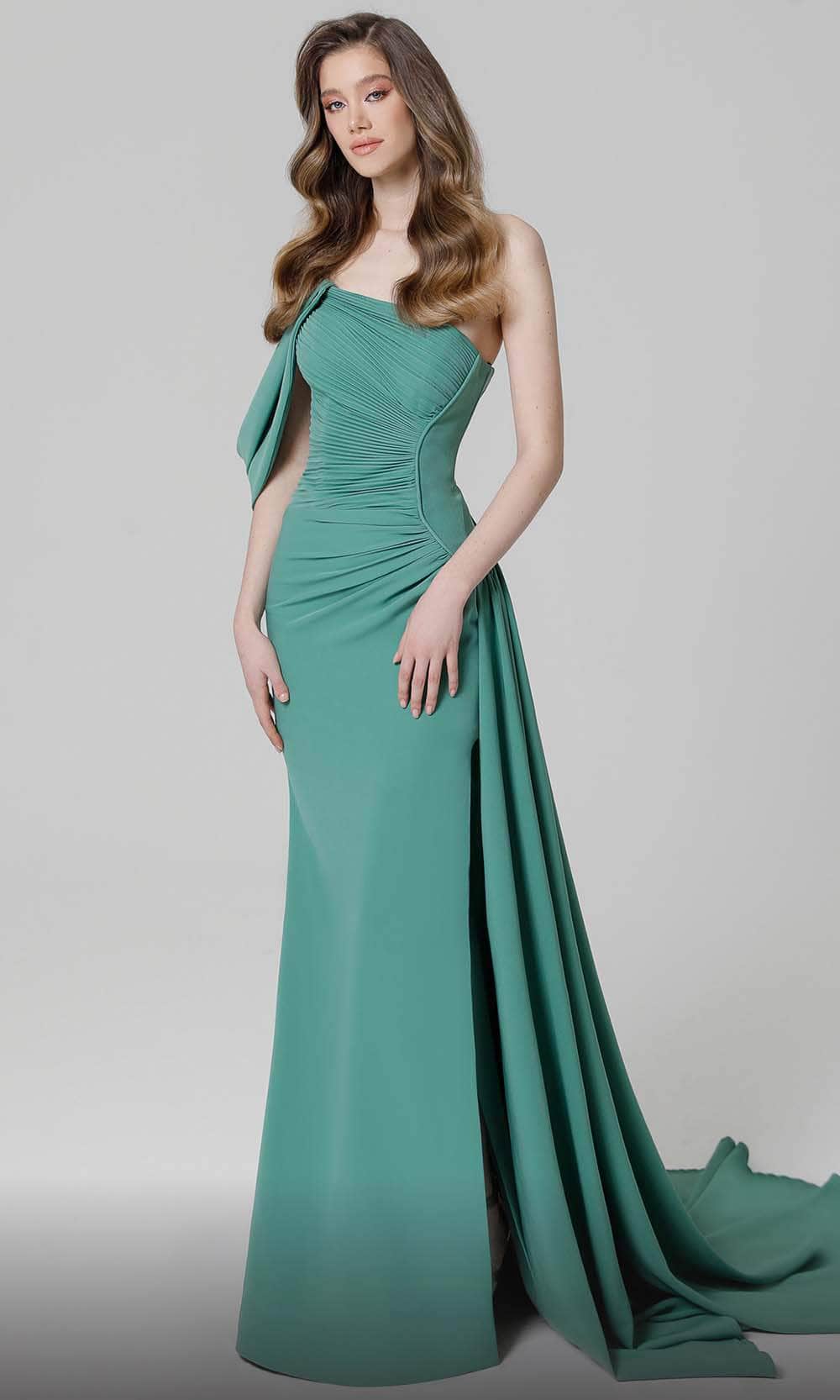 Image of MNM Couture N0473 - Shirred Sheath Evening Dress