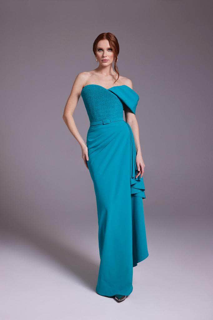 Image of MNM Couture N0537 - One-Shoulder Drape Accent Gown