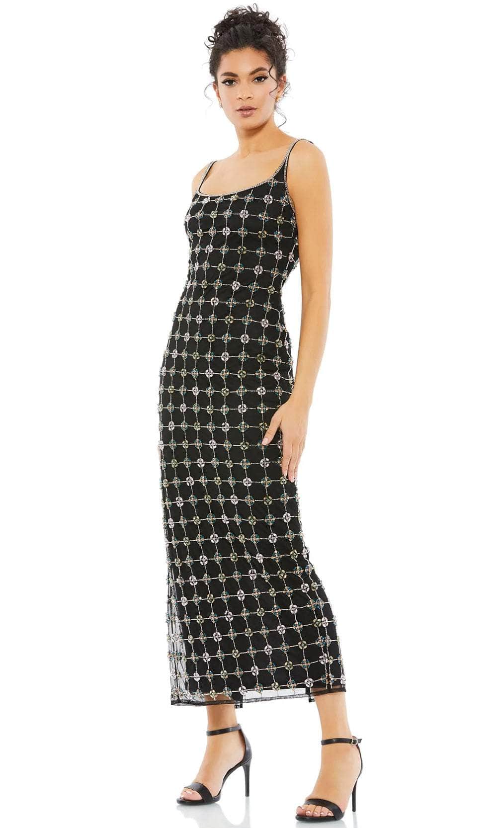 Image of Mac Duggal 10778 - Geometric Patterned Scoop Long Dress