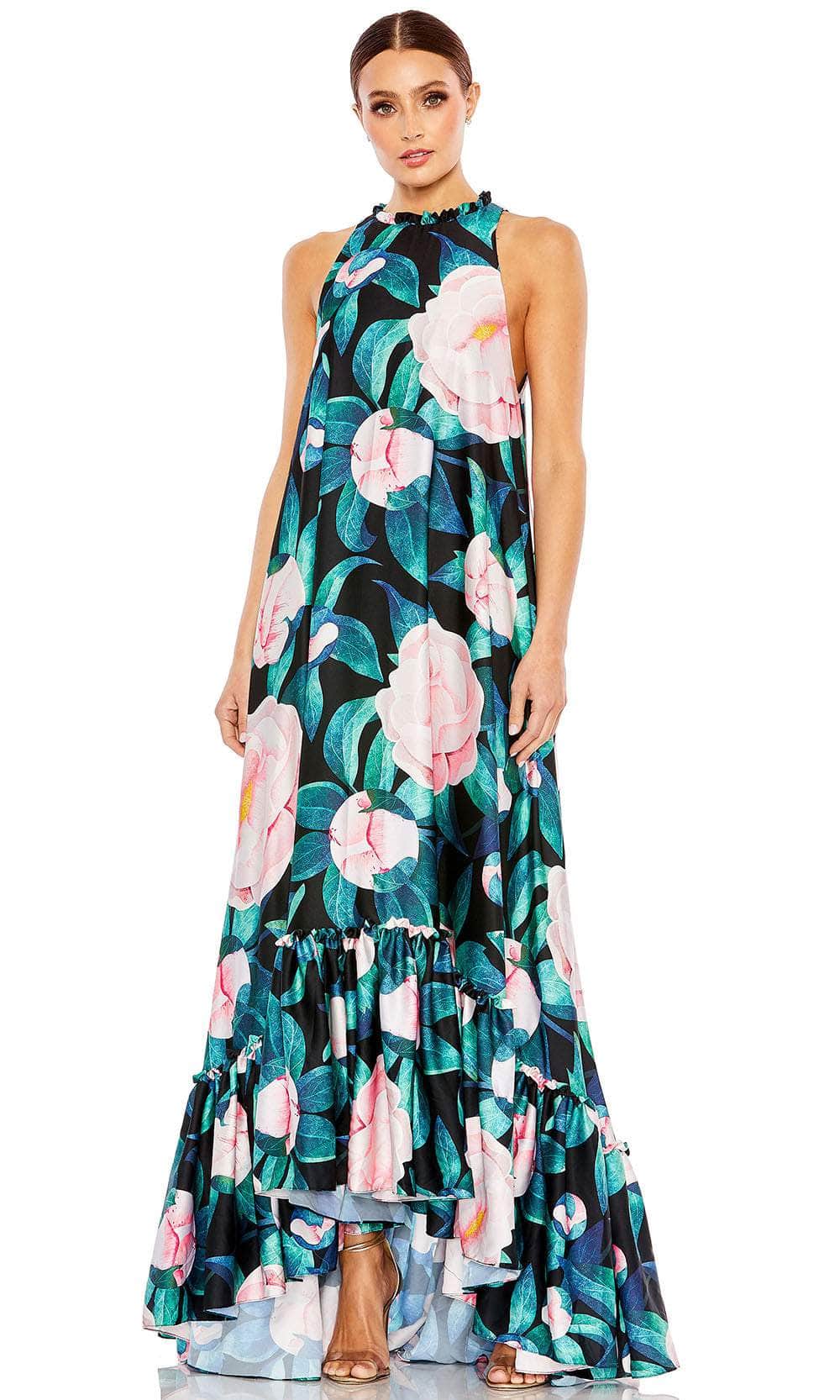 Image of Mac Duggal 11406 - Floral Print High Low Evening Gown