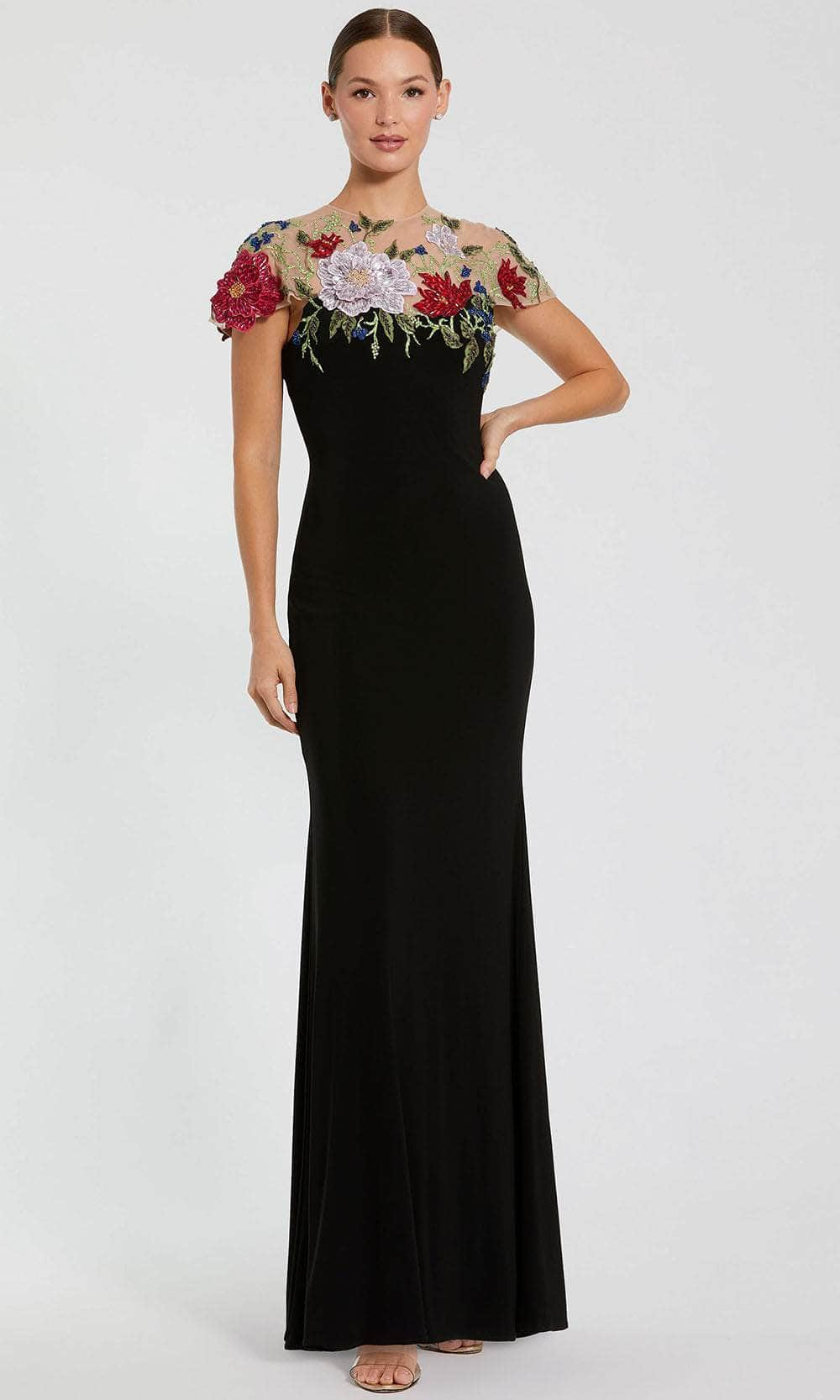 Image of Mac Duggal 11817 - Illusion Cap Sleeve Embellished Evening Dress