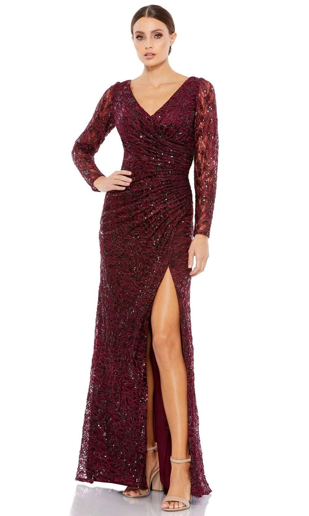 Image of Mac Duggal - 12412 Long Sleeve Sequined Mother of the Bride Dress