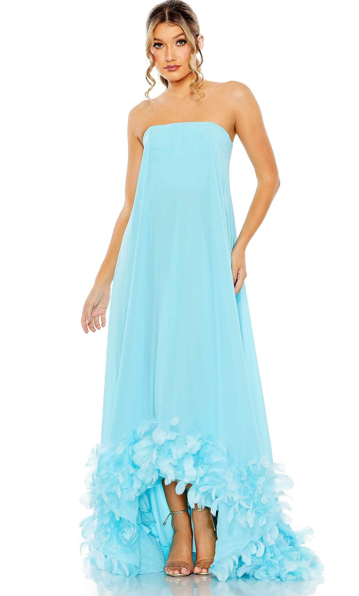 Image of Mac Duggal 13001 - Strapless Feathered High-low Hem Dress