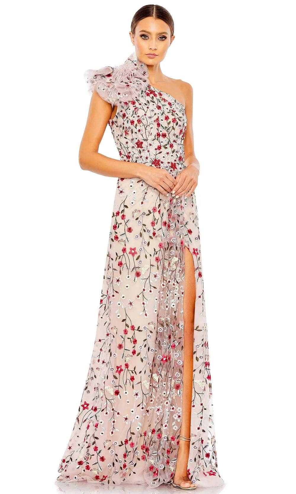 Image of Mac Duggal 20331 - Floral Asymmetric Evening Gown